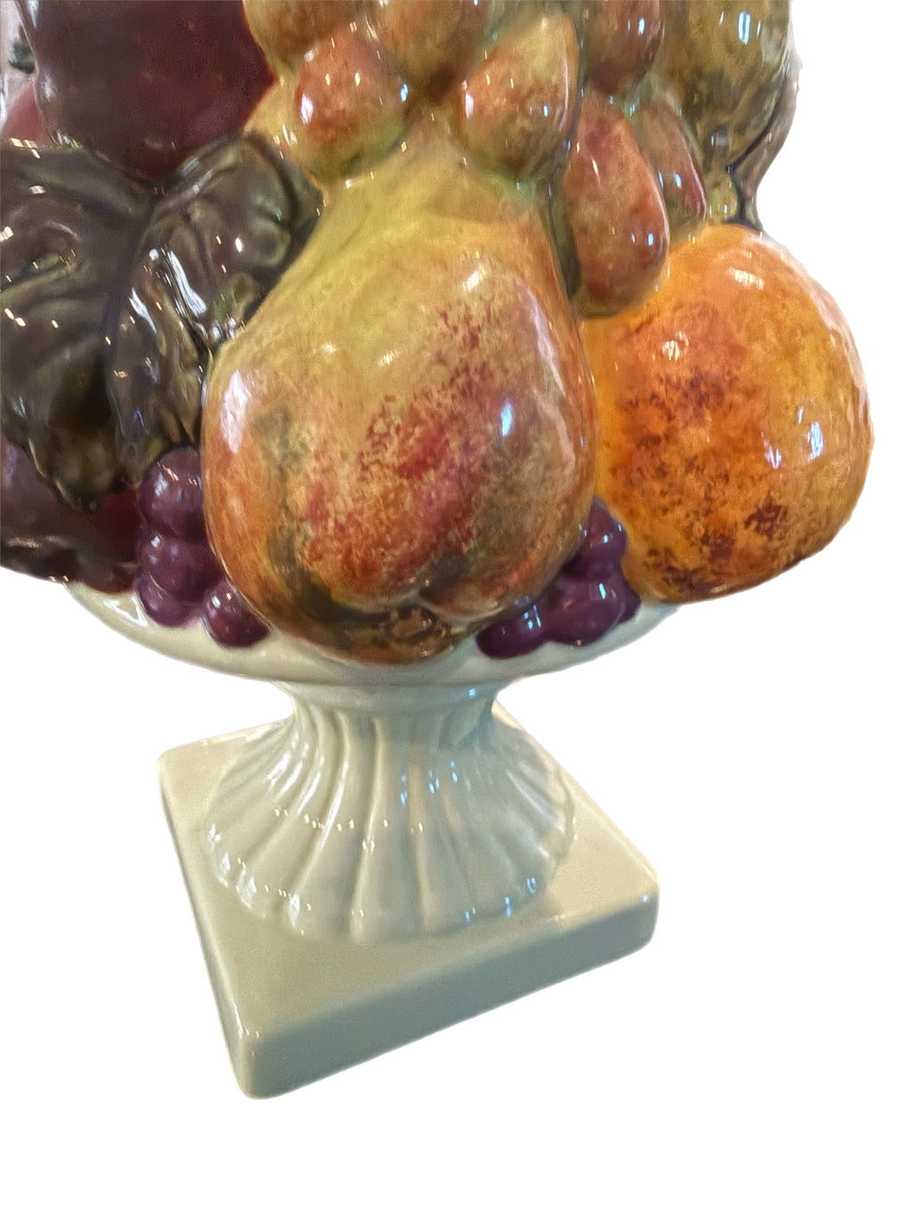 Tall Vintage Ceramic Fruit Topiary Centerpiece with Pedestal Base