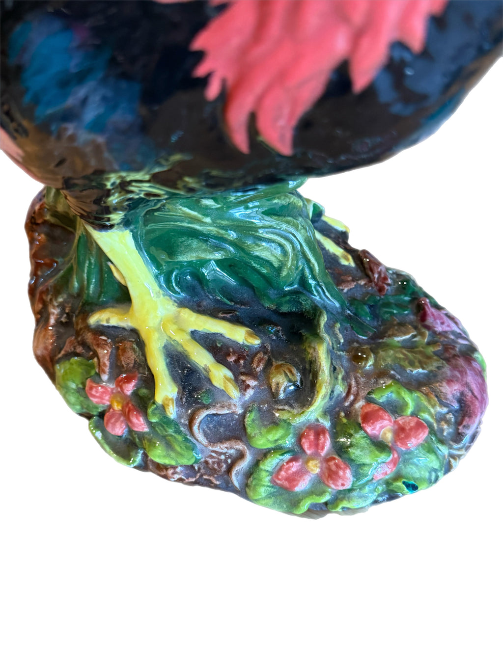 Richly-Glazed Hand-Painted Ceramic Rooster, Signed