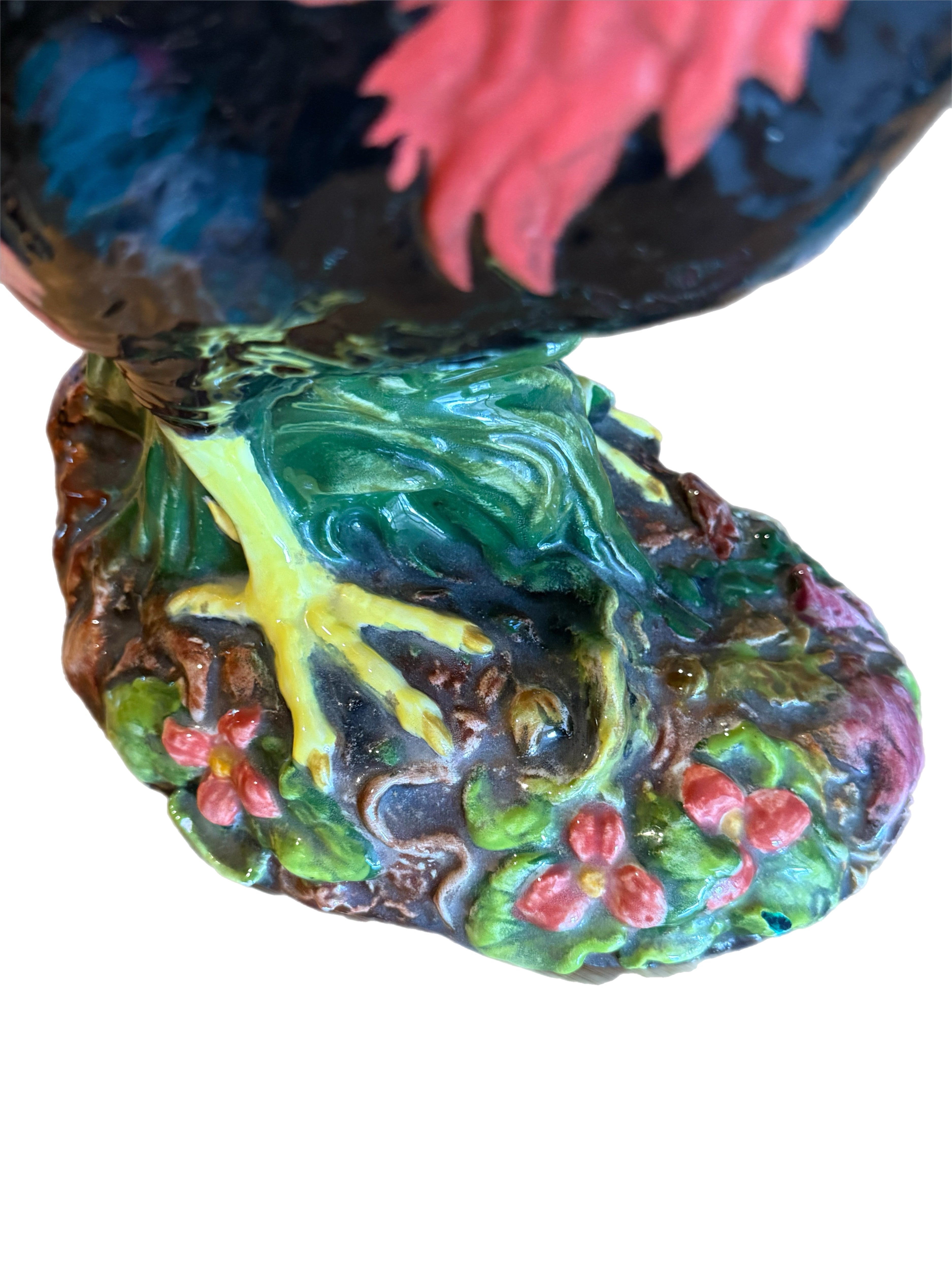 Richly-Glazed Hand-Painted Ceramic Rooster, Signed