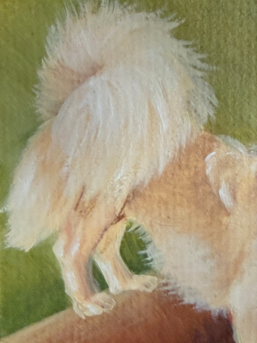 Late 20th Century Small Gold Framed Pekingese Dog Oil Painting, Signed