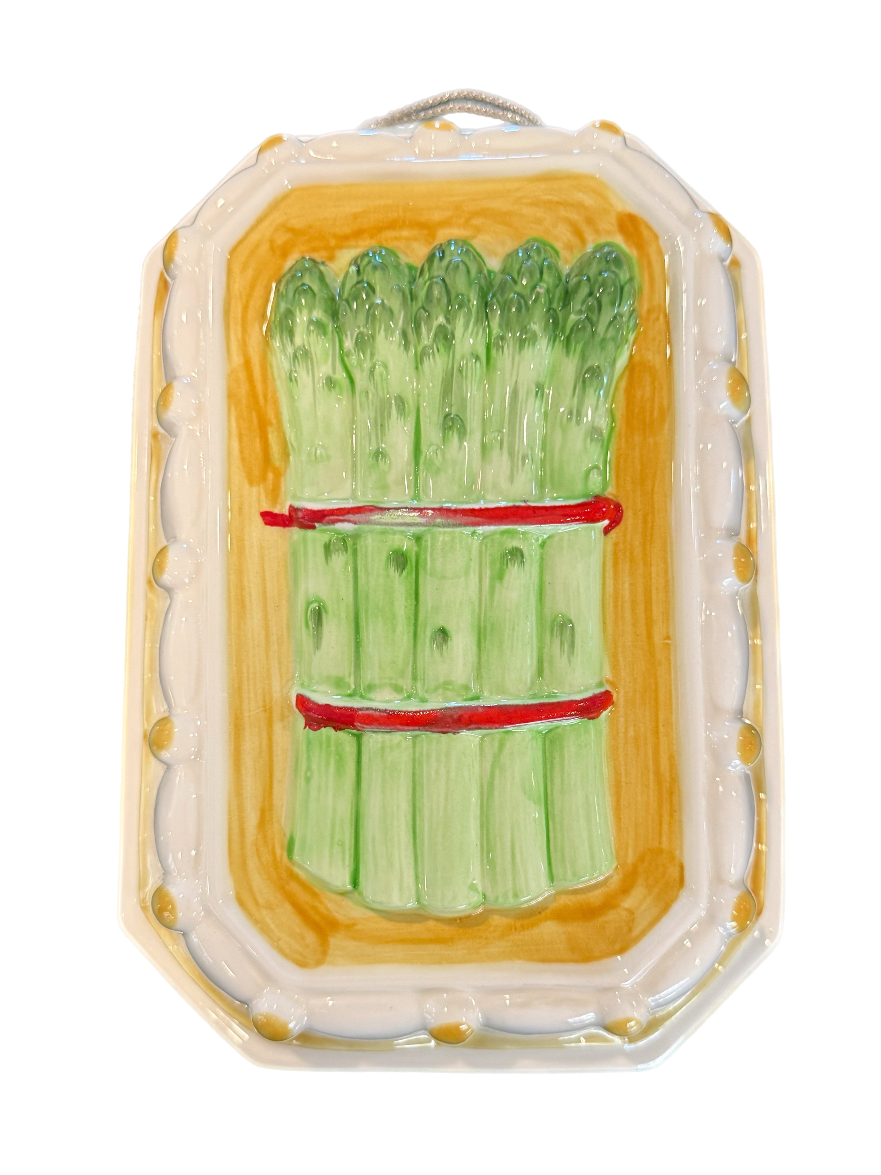 Vintage Majolica Style Asparagus Jello Mold Plaque