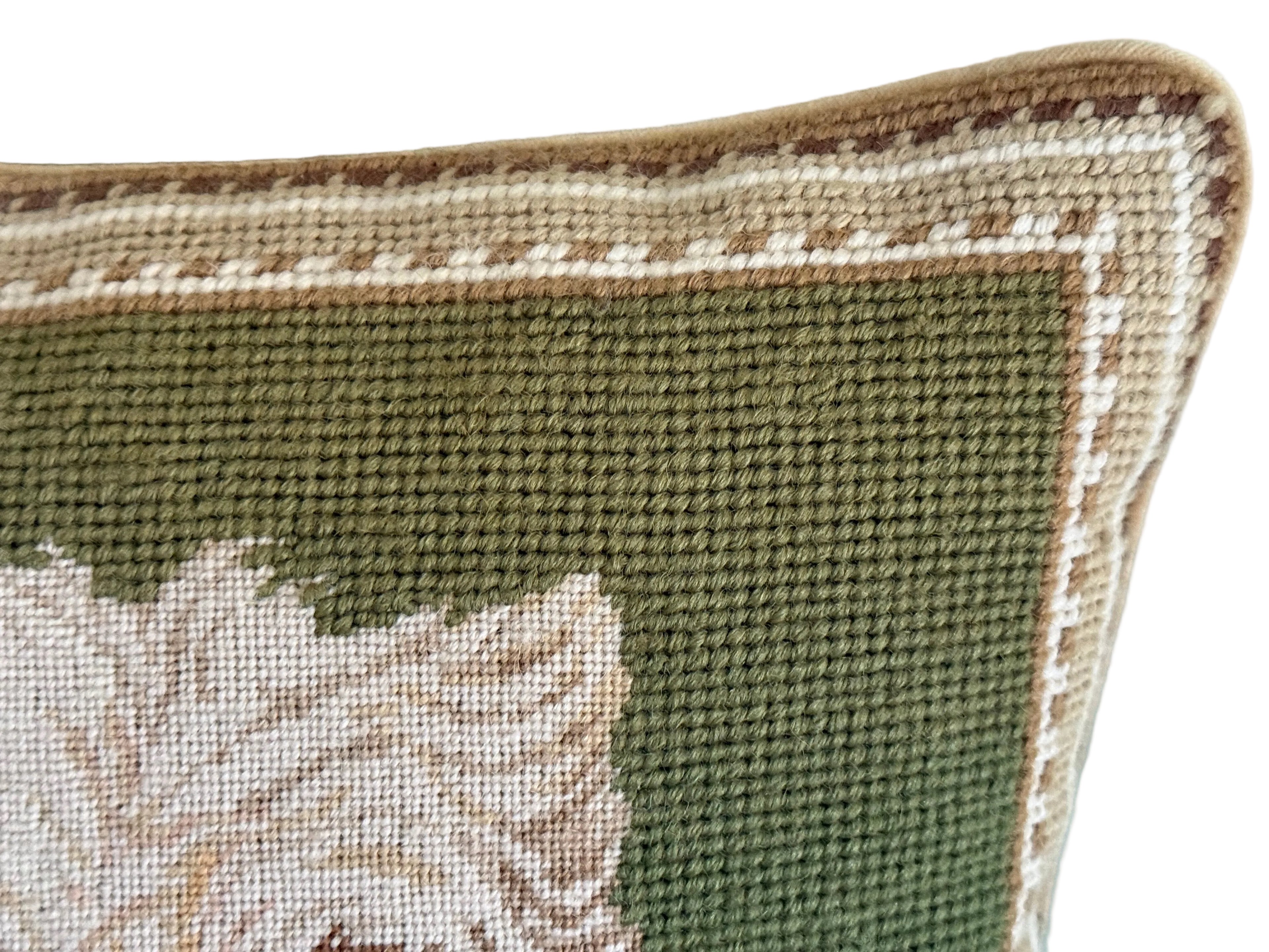 Vintage Needlepoint Uniformed West Highland Terrier Decorative Accent Pillow With Down Insert