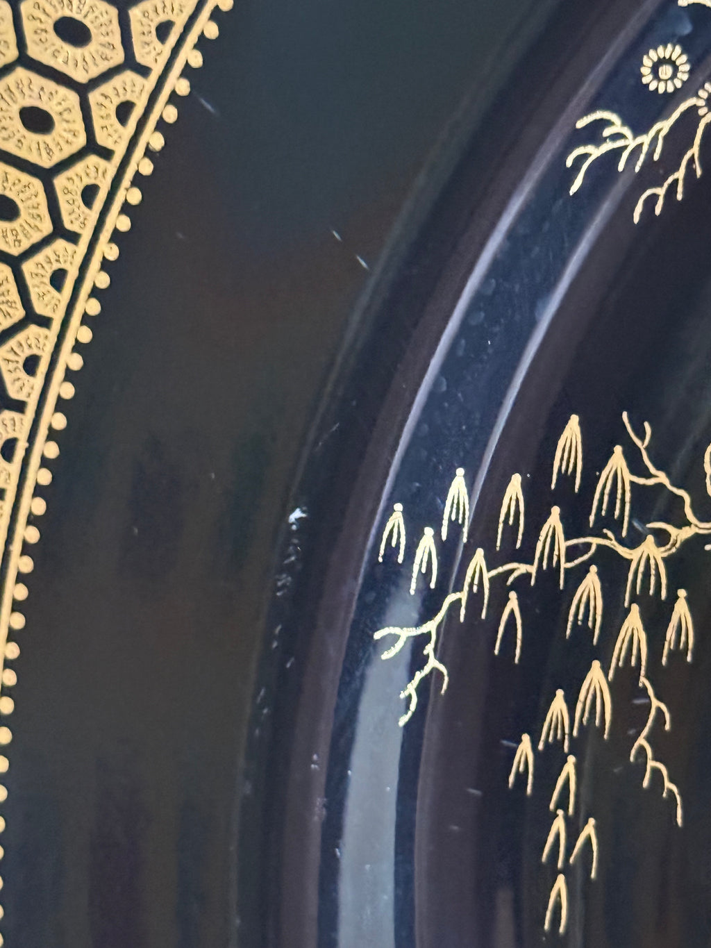 Rare 1950s Spode Imperial Garden Black and Gold Willow Plate