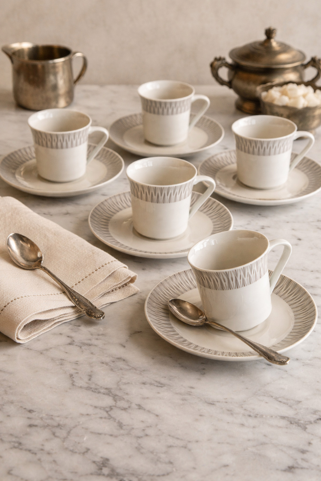 Set of 6 KPM Bavaria Porcelain Demitasse Cups & Saucers