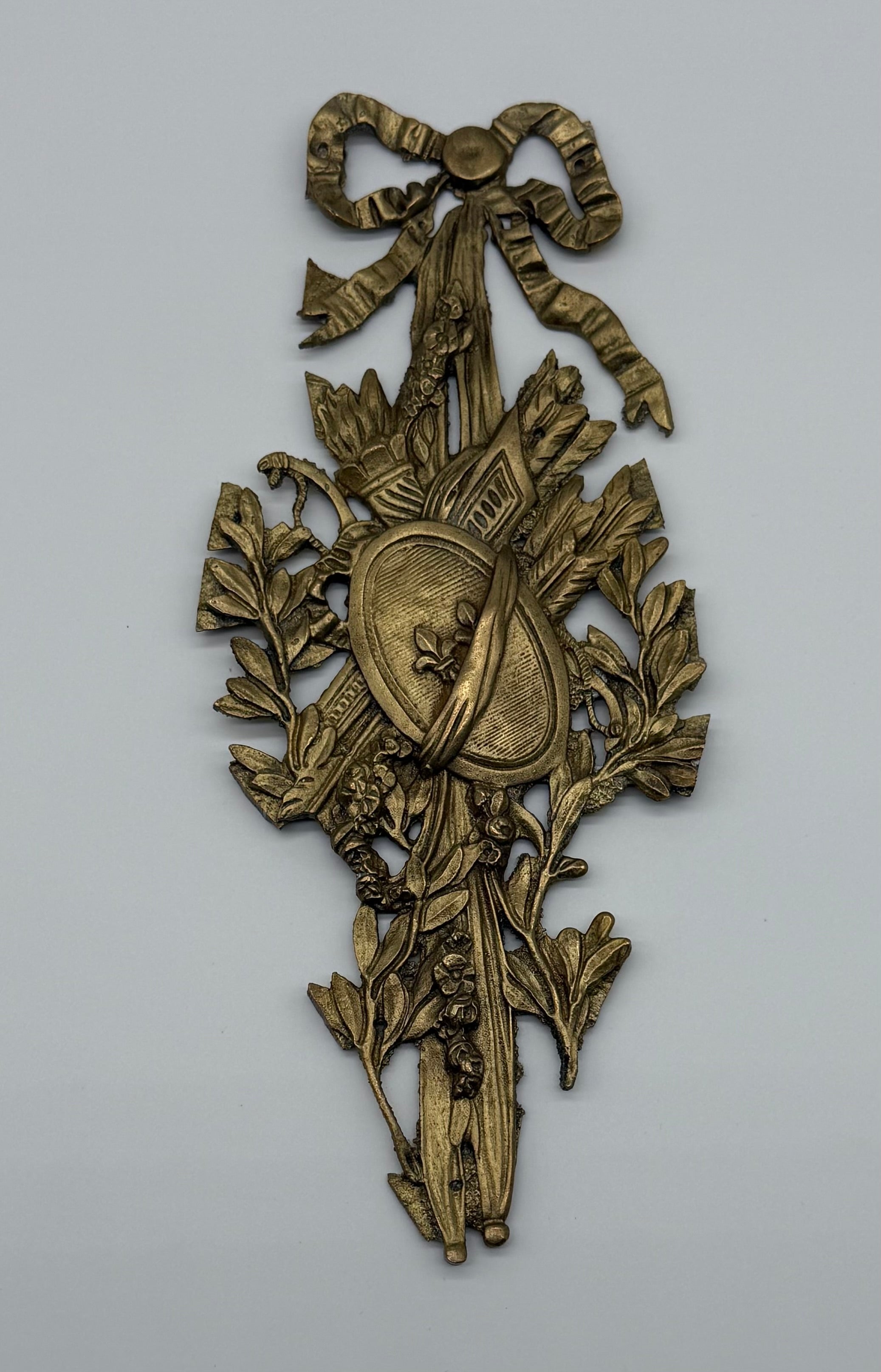 19th C. French Antique Bronze Gilt Decorative Plaque