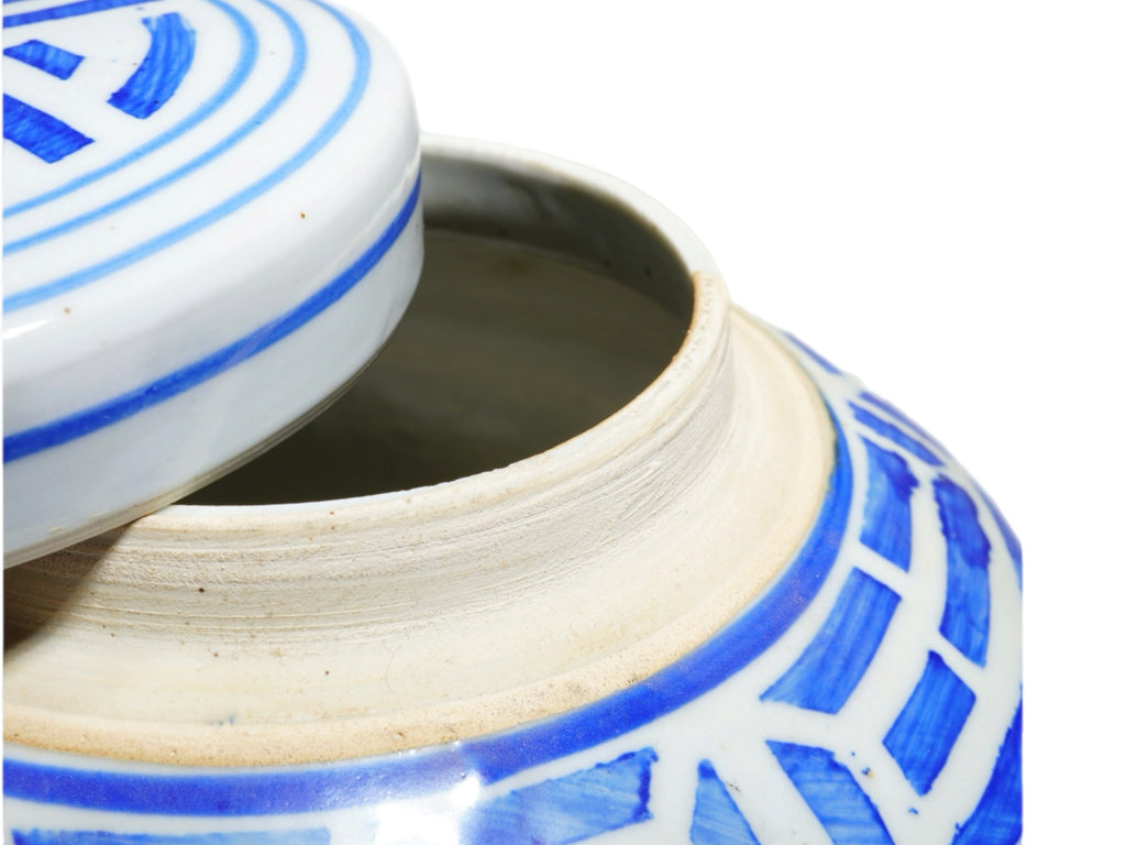 Chinese Export Porcelain Double Happiness Lidded Ginger Jar 10”
