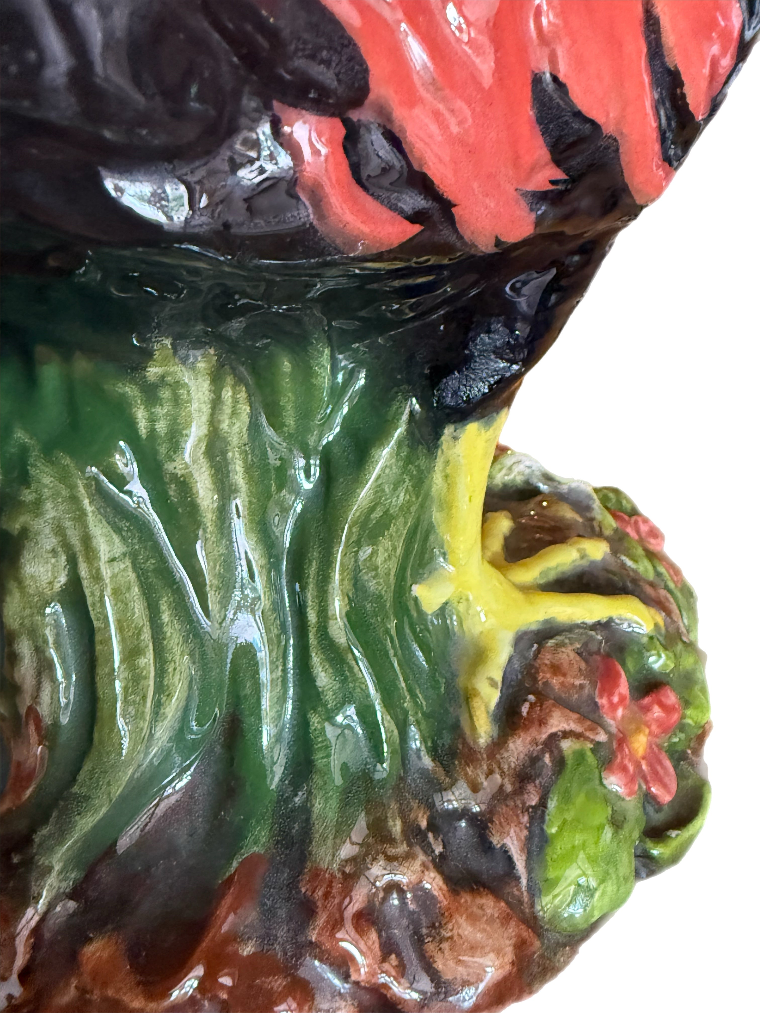 Richly-Glazed Hand-Painted Ceramic Rooster, Signed