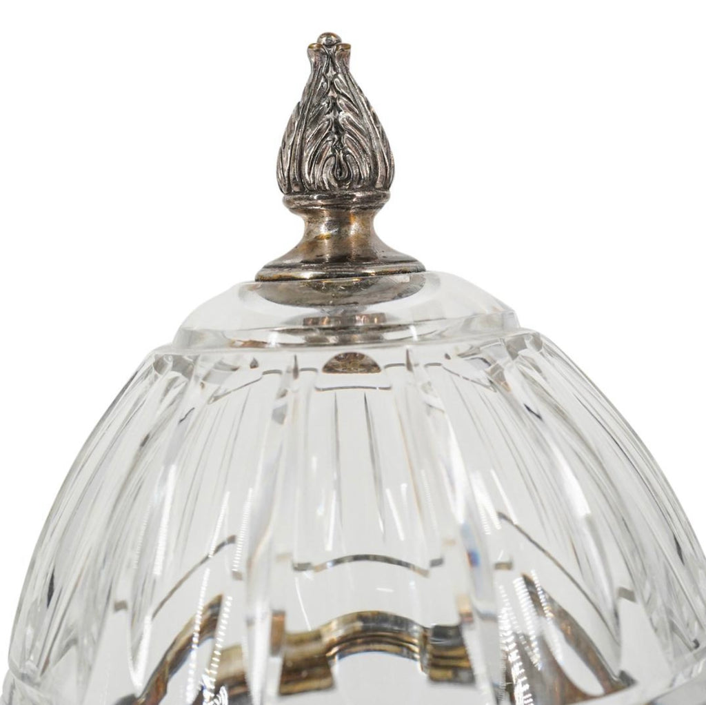 Maitland-Smith Crystal Glass and Silver Plated Pineapple or Egg Form Vessel 15”