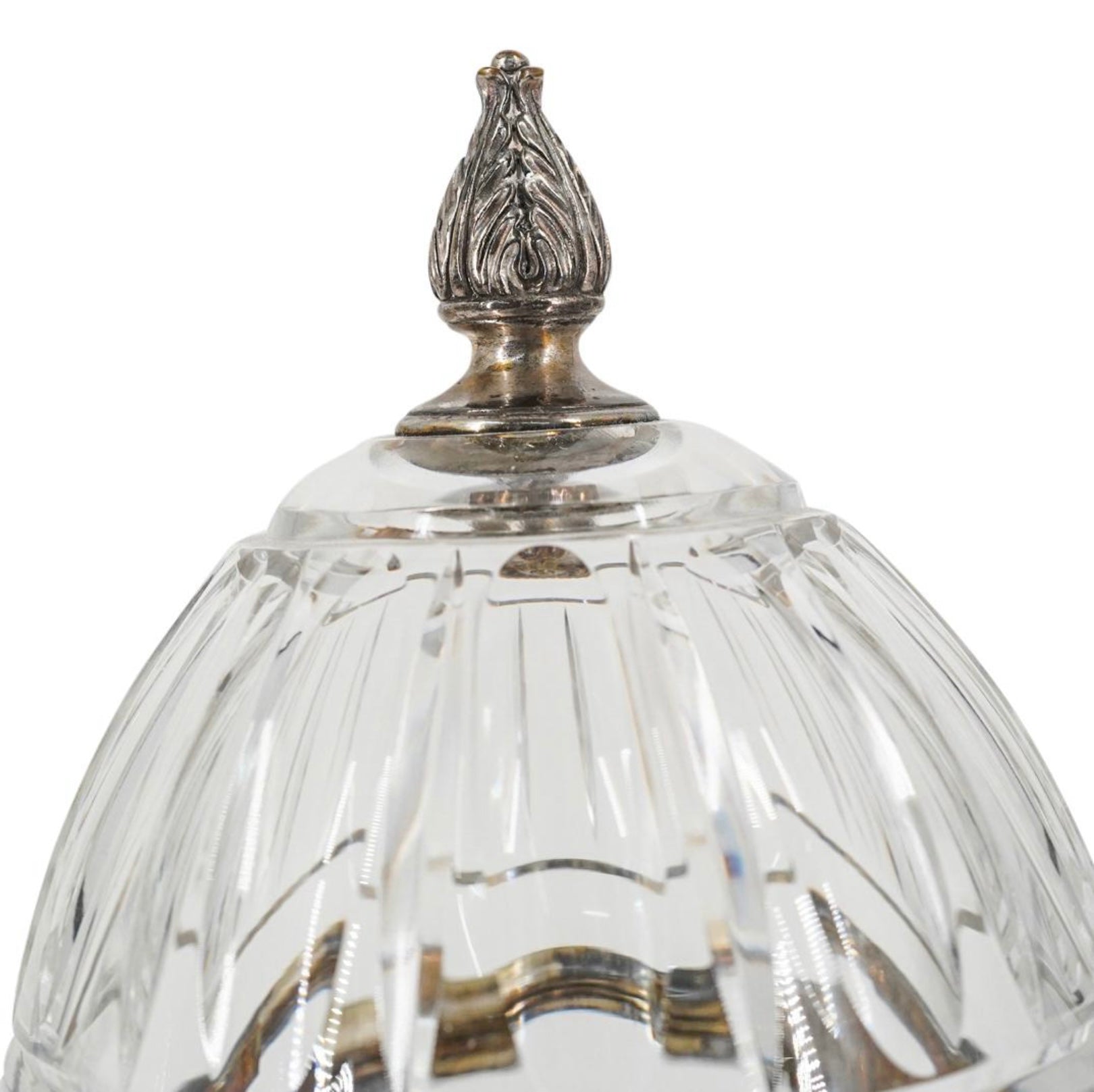 Maitland-Smith Crystal Glass and Silver Plated Pineapple or Egg Form Vessel 15”