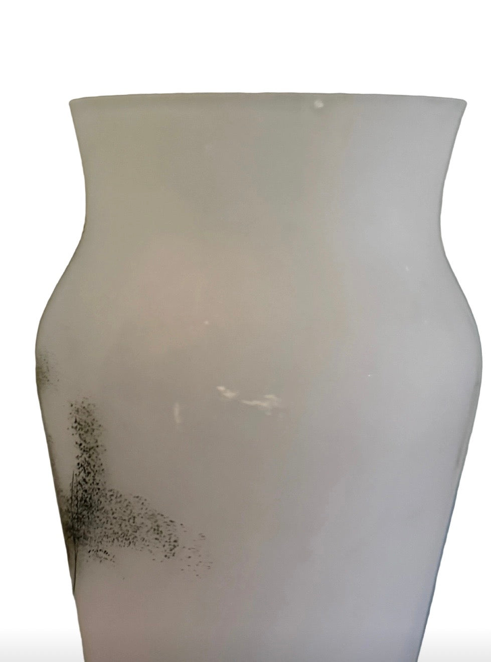 Pair of Early 20th Century Frosted Glass Vases With Hand-Painted Landscapes