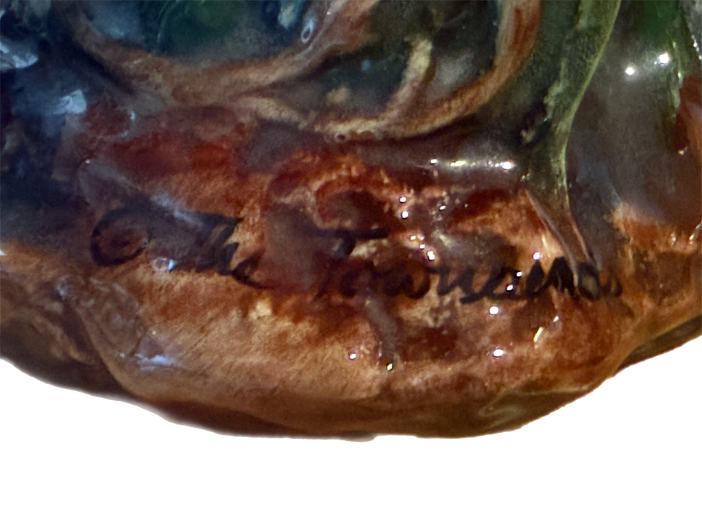 Richly-Glazed Hand-Painted Ceramic Rooster, Signed