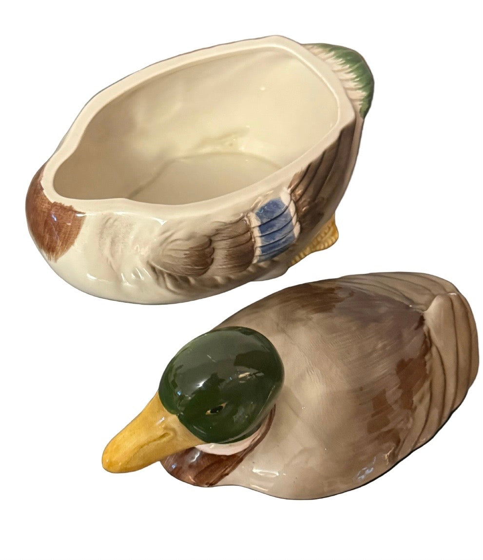 1981 Otagiri Hand-Painted Ceramic Mallard Duck Covered Tureen