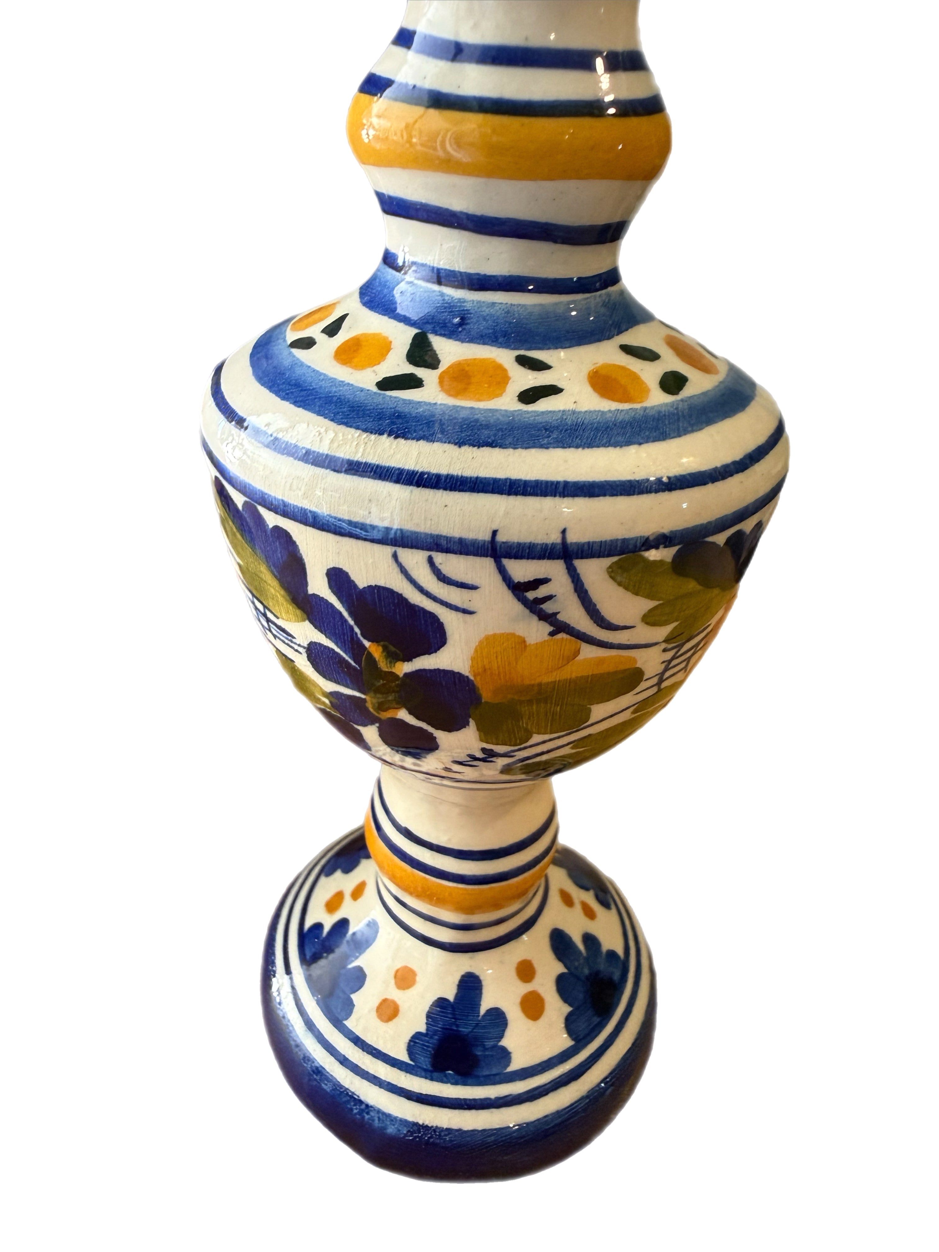 Late 20th Century Spanish Ceramic Ewers Hand-Painted Signed De La Cal Puente - a Pair