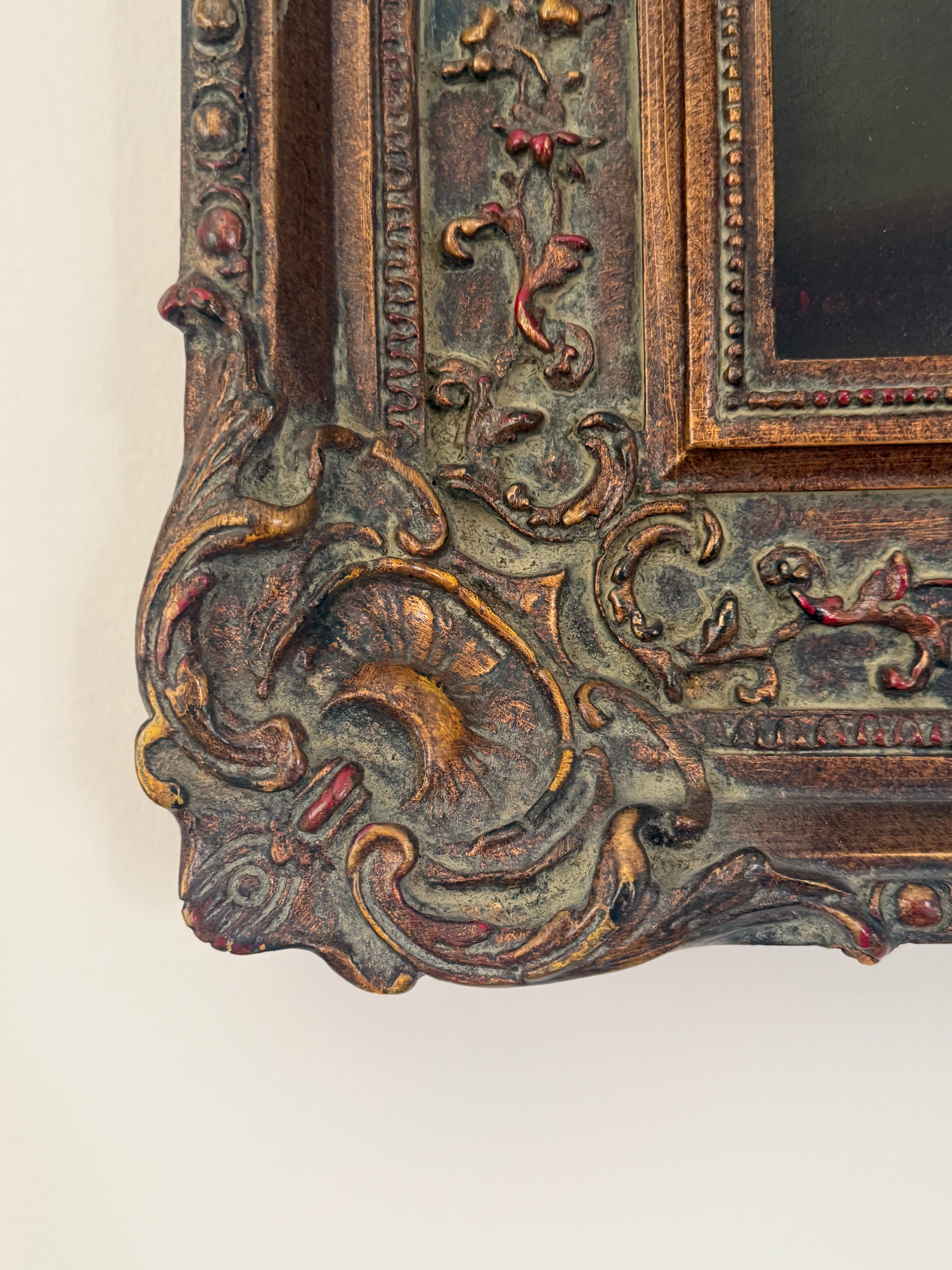 Mid 20th Century Old Master–Style Rooster Portrait Oil Painting, Ornately Framed, Signed Evans
