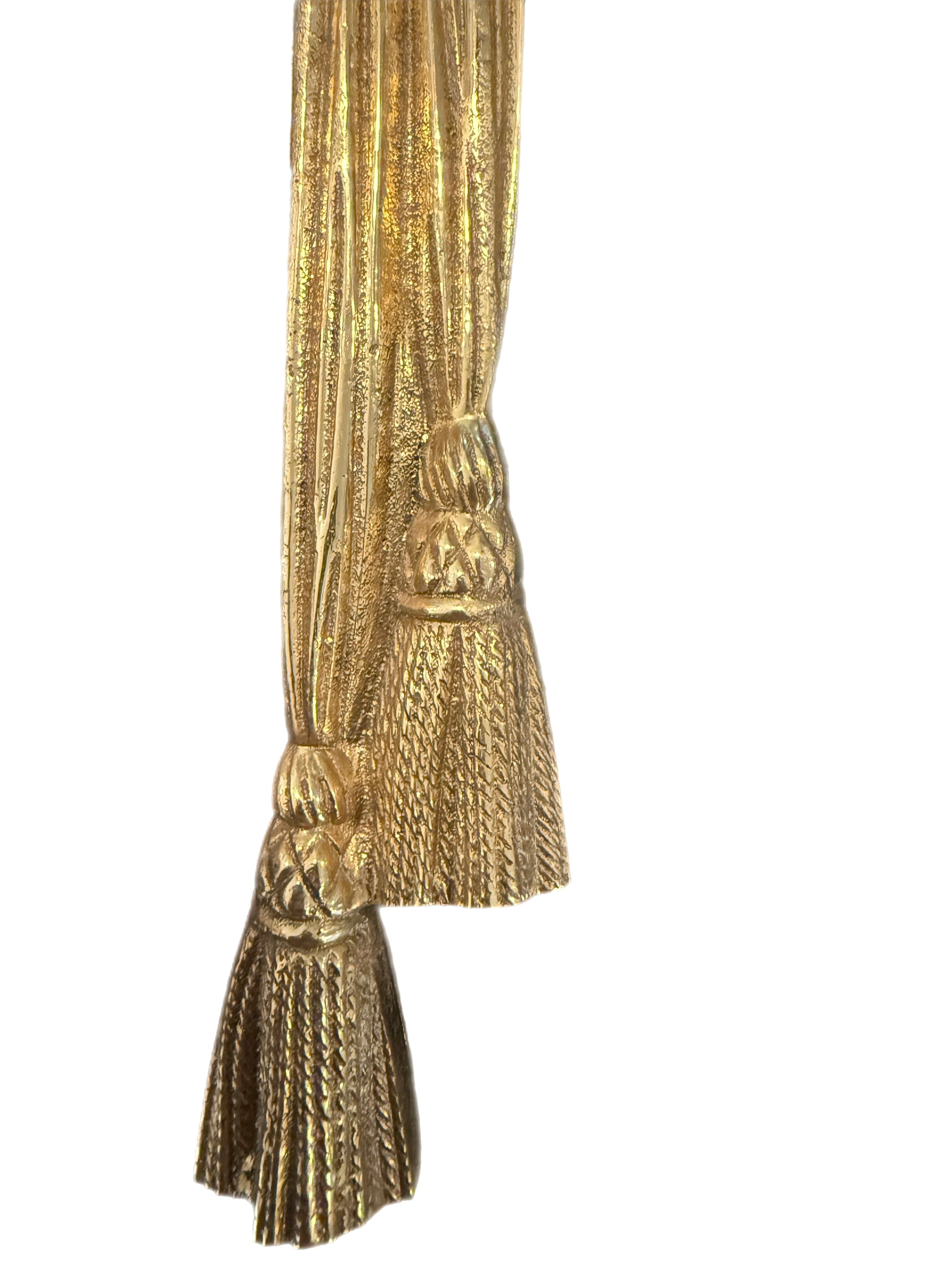 Mid 20th Century Grand Pair of Hollywood Regency Brass Tassel Wall Sconces