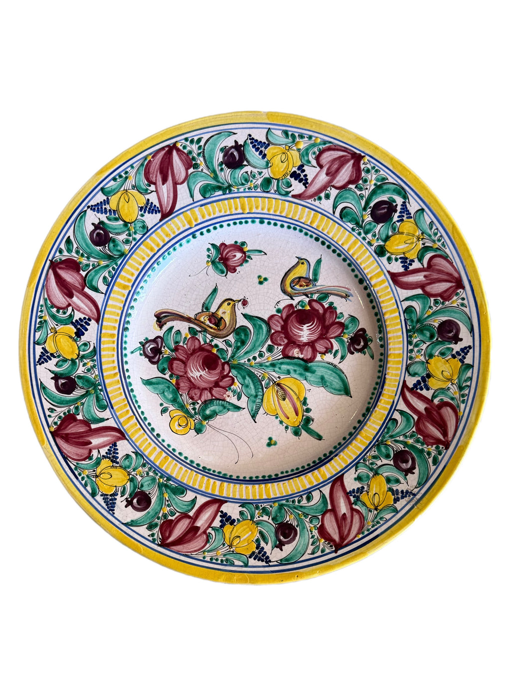 Mid 20th Century Large 16” Italian Hand-Painted Maiolica Charger