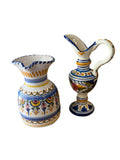 Late 20th Century Spanish Ceramic Ewers Hand-Painted Signed De La Cal Puente - a Pair