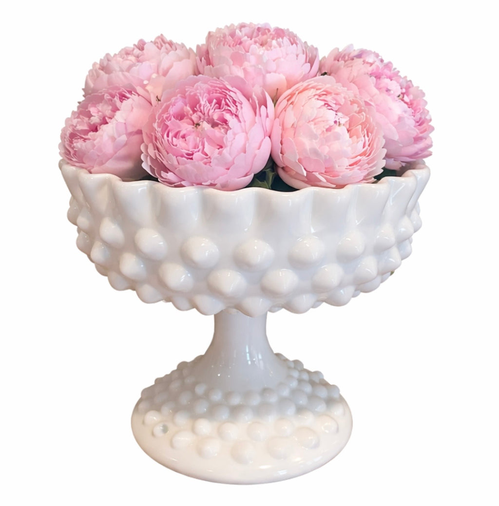 Vintage Fenton Hobnail Milk Glass Compote