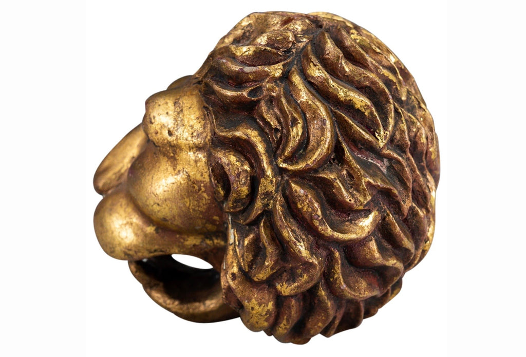 Pair of Vintage Gilt Lion Head Sculptures, Italian Neoclassical Style