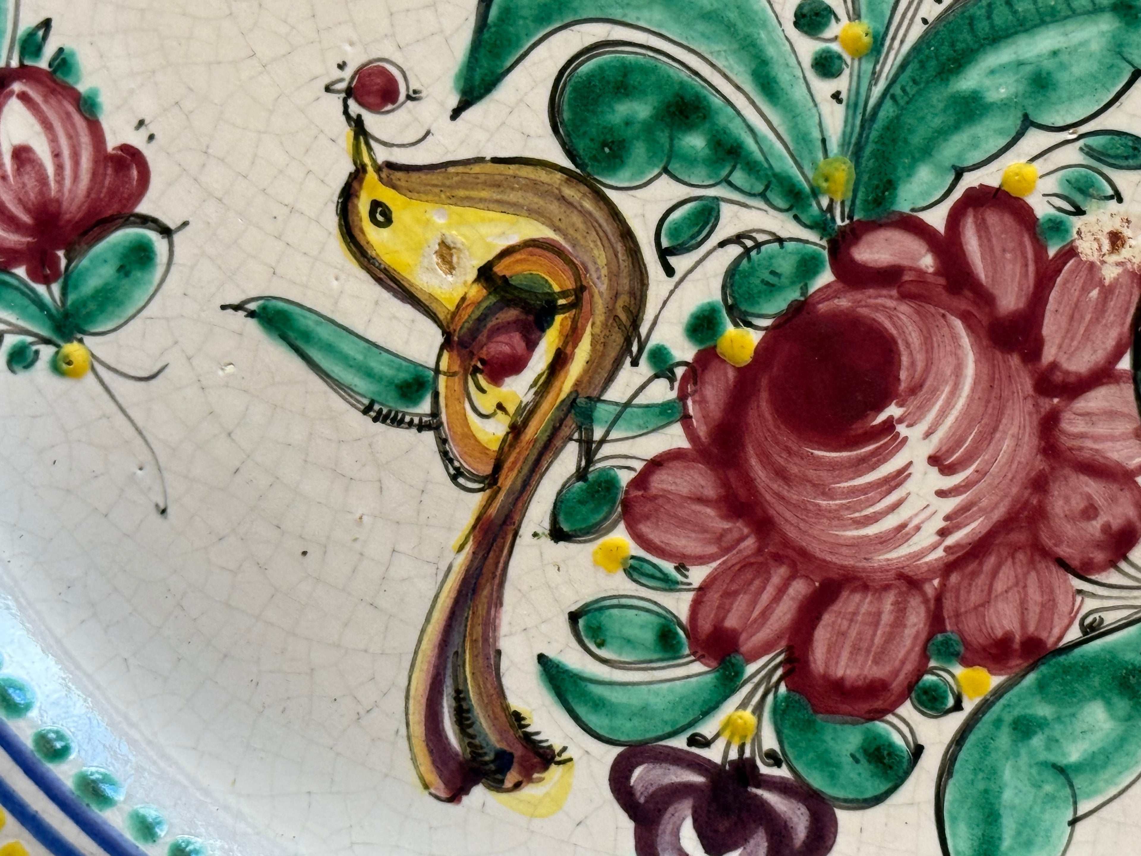 Mid 20th Century Large 16” Italian Hand-Painted Maiolica Charger