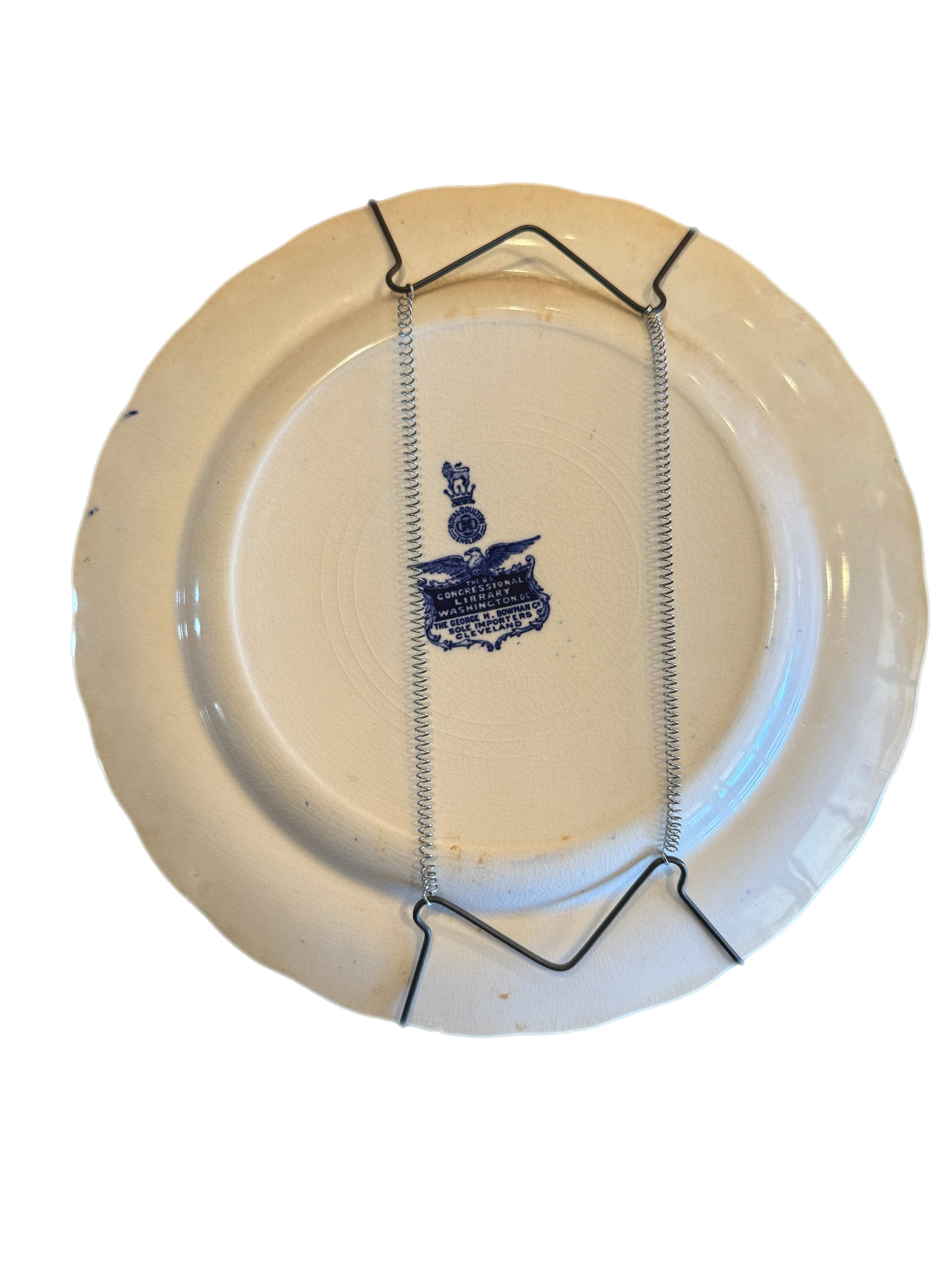 Vintage Royal Doulton Flow Blue Library of Congress Architectural Transferware Plate