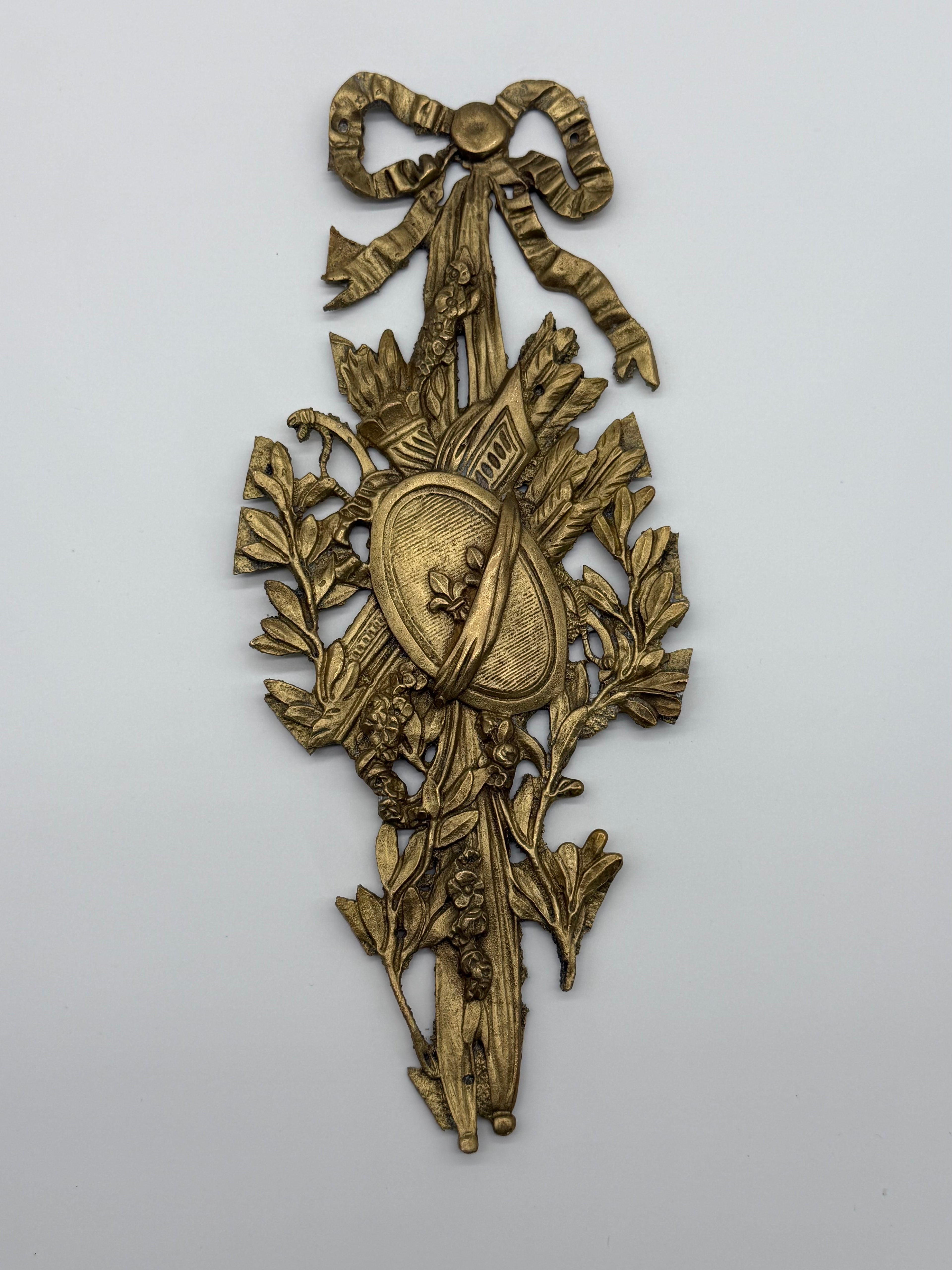 19th C. French Antique Bronze Gilt Decorative Plaque