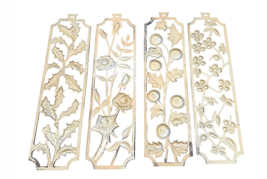 Mid 20th Century Set of Four 20" Hollywood Regency Gilt Botanical Wall Plaques by Sexton