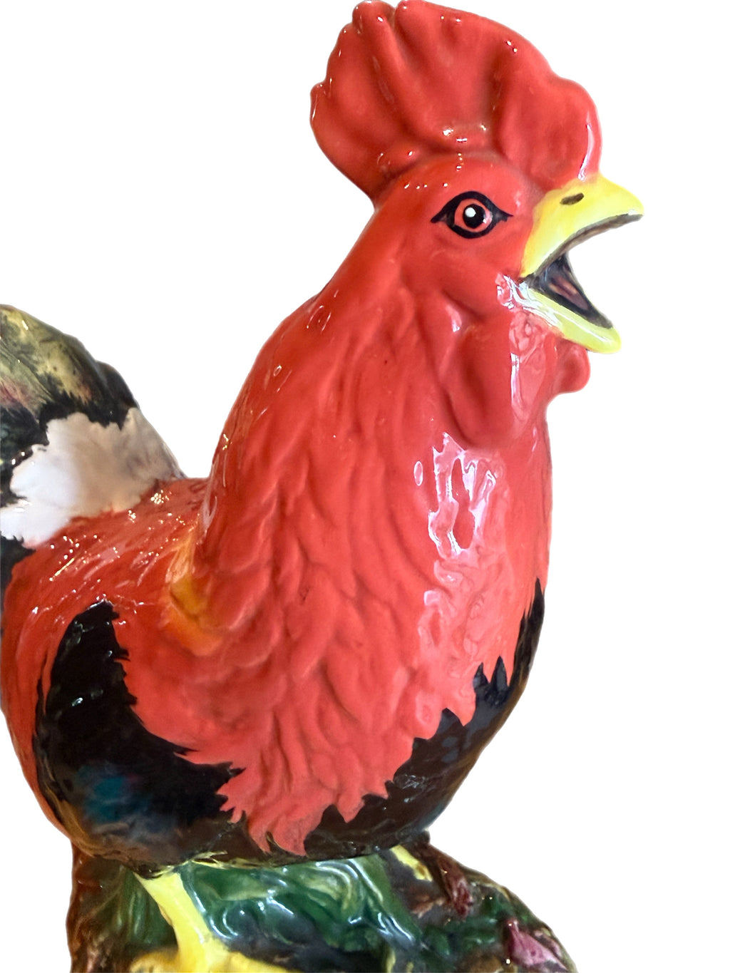 Richly-Glazed Hand-Painted Ceramic Rooster, Signed
