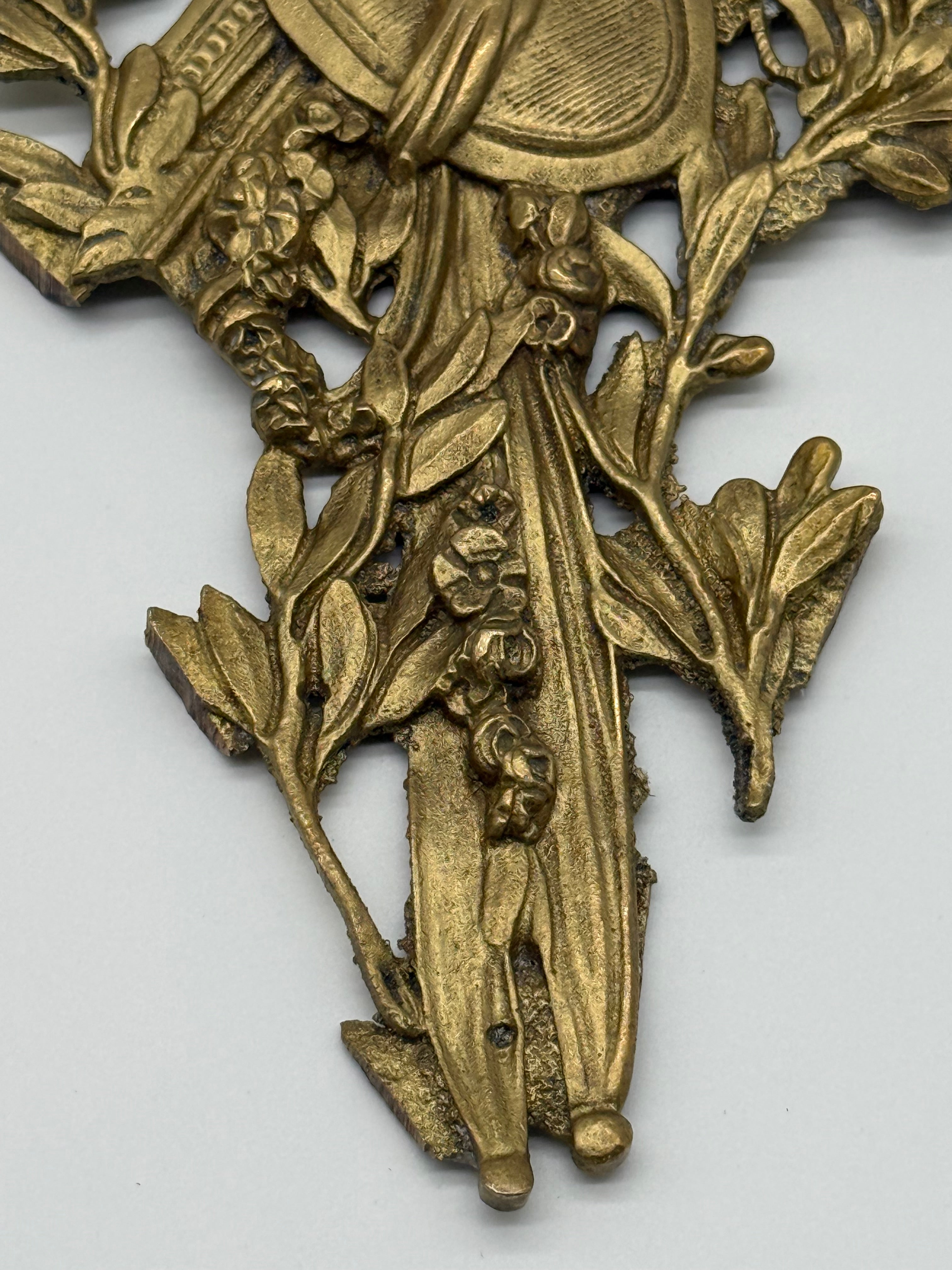 19th C. French Antique Bronze Gilt Decorative Plaque