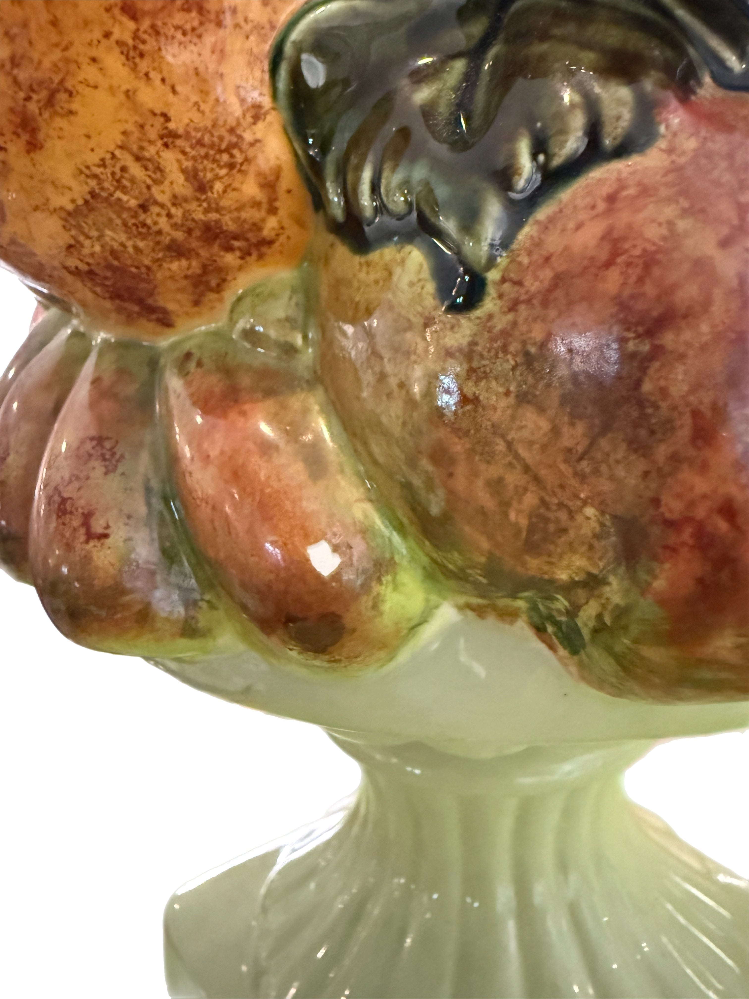 Tall Vintage Ceramic Fruit Topiary Centerpiece with Pedestal Base