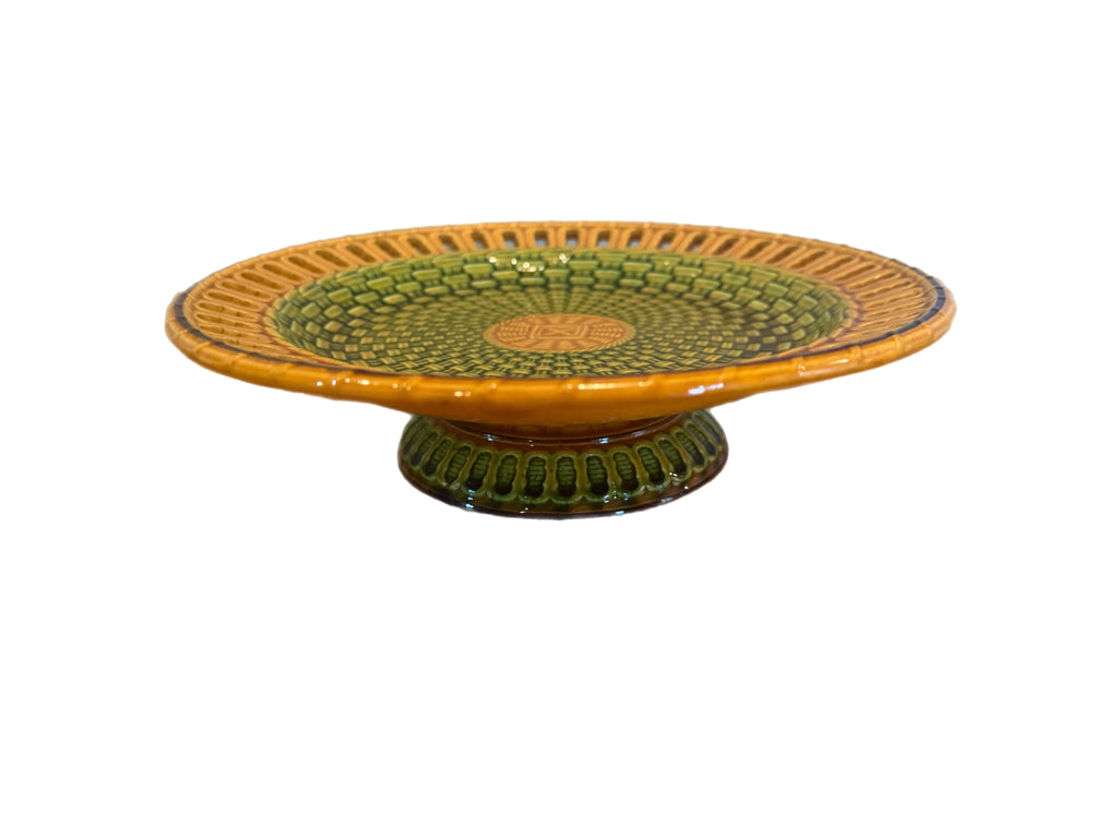 Antique 19th Century English Majolica Basketweave Dessert Service by Wittman & Roth, London (13 pcs)