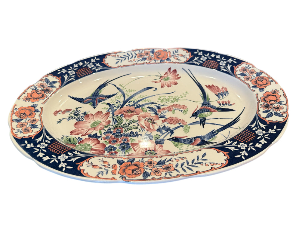 Vintage Japanese Birds of Paradise Imari Style Serving Platter