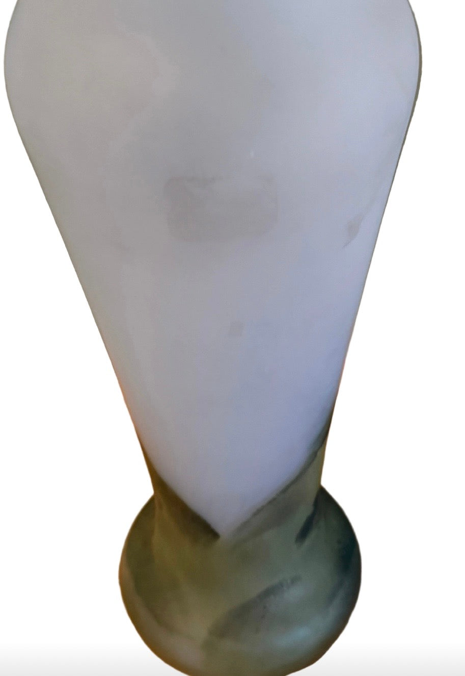 Pair of Early 20th Century Frosted Glass Vases With Hand-Painted Landscapes