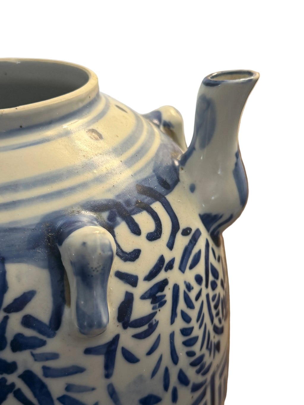 Antique Qing Dynasty Chinese Blue and White Porcelain Wedding / Water Jug