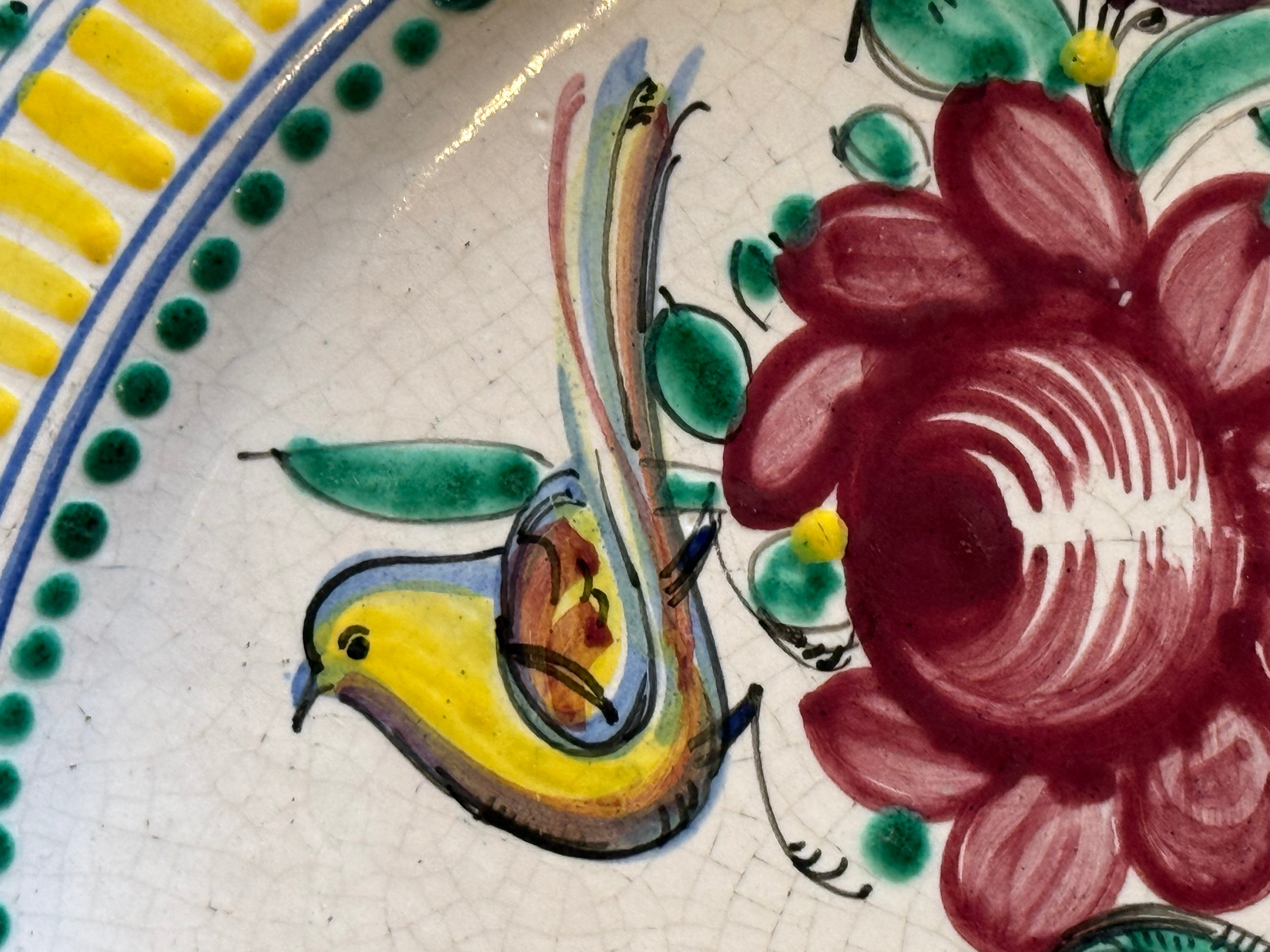 Mid 20th Century Large Italian Maiolica Charger – 16” Hand-Painted Deruta Style
