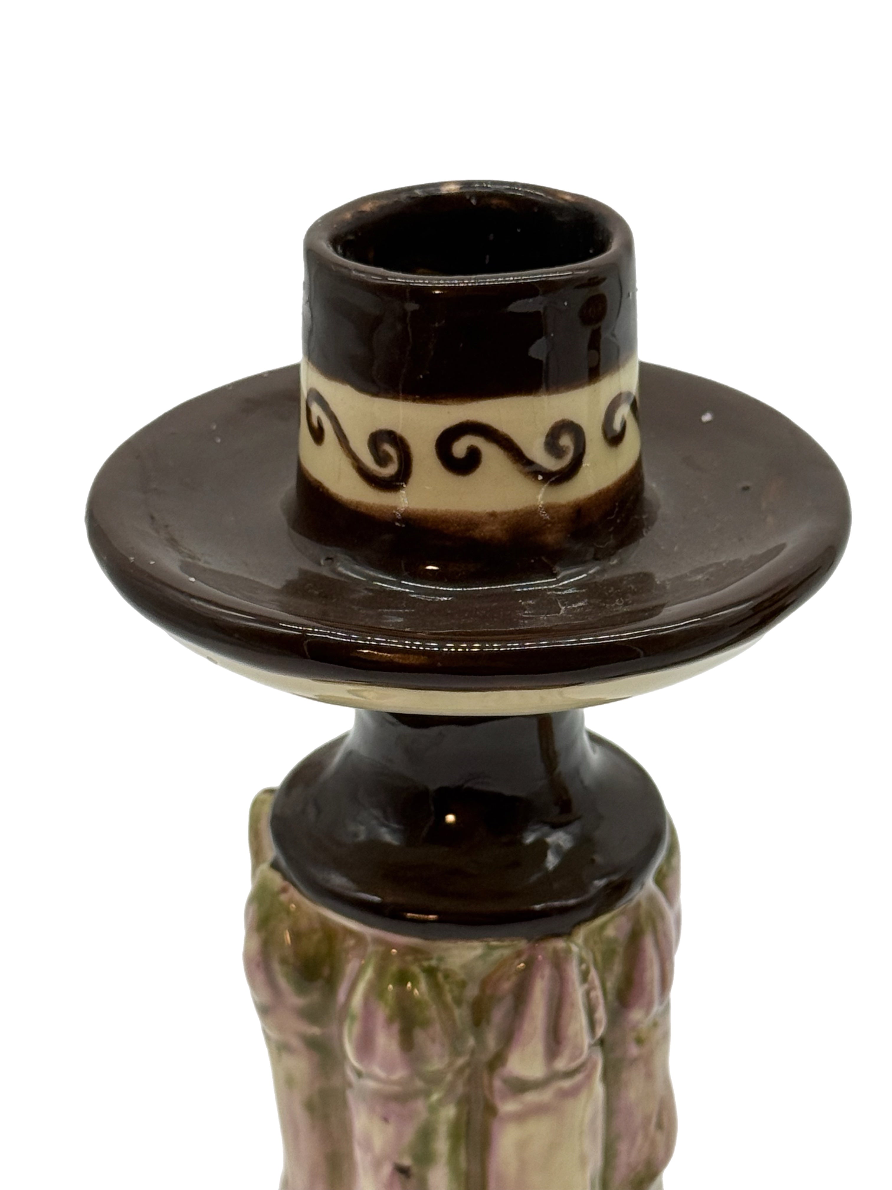 Pair of Limited Edition (1/9) Asparagus Form Studio Ceramic Candlesticks by Prince Alexander, 1981