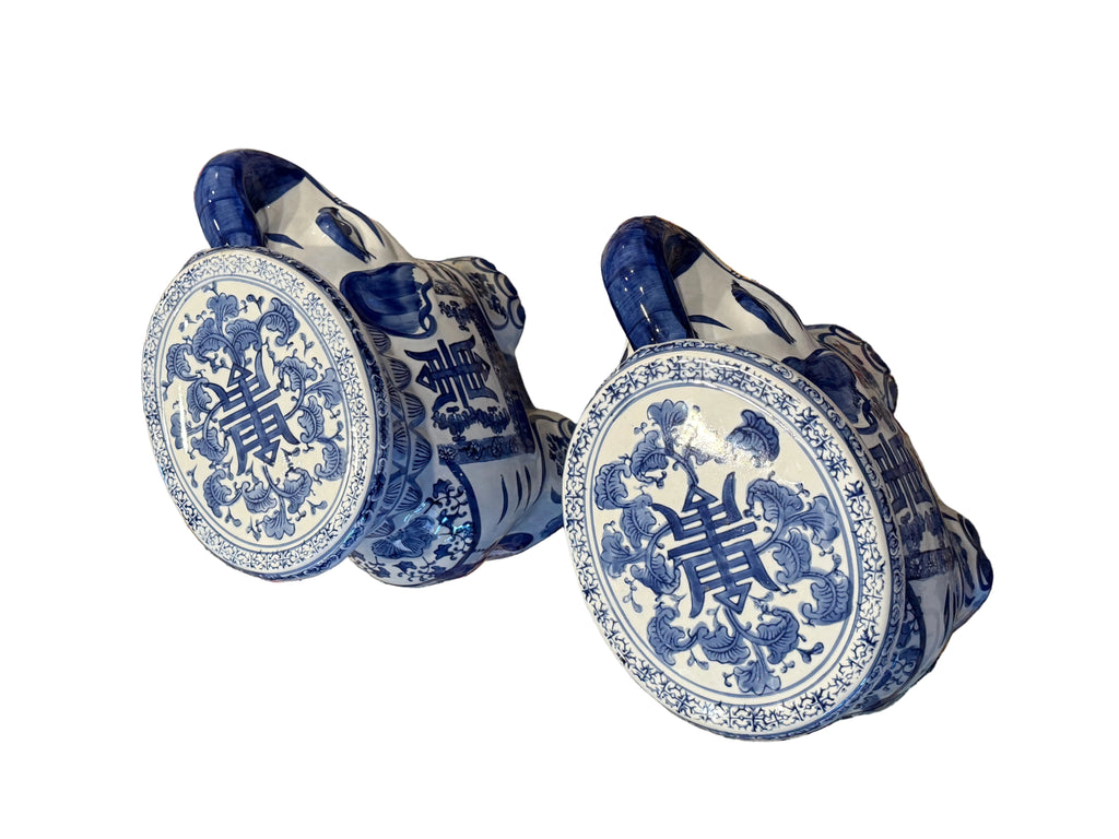 Chinese Export Blue and White Elephant Garden Stool / Plant Stand
