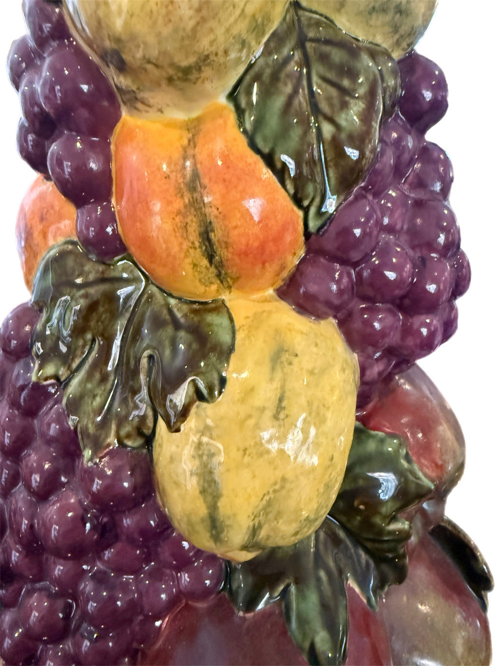 Tall Vintage Ceramic Fruit Topiary Centerpiece with Pedestal Base