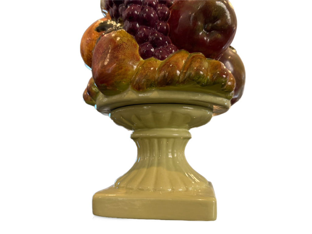 Tall Vintage Ceramic Fruit Topiary Centerpiece with Pedestal Base