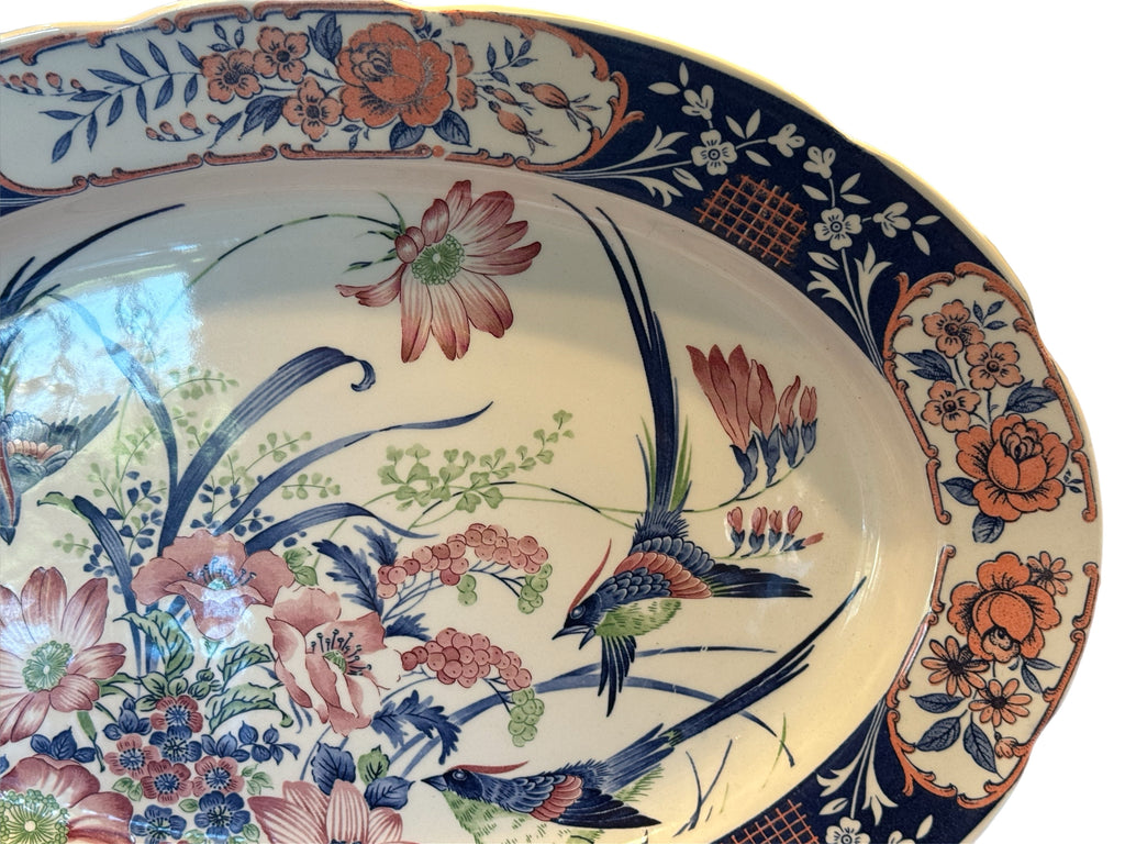 Vintage Japanese Birds of Paradise Imari Style Serving Platter