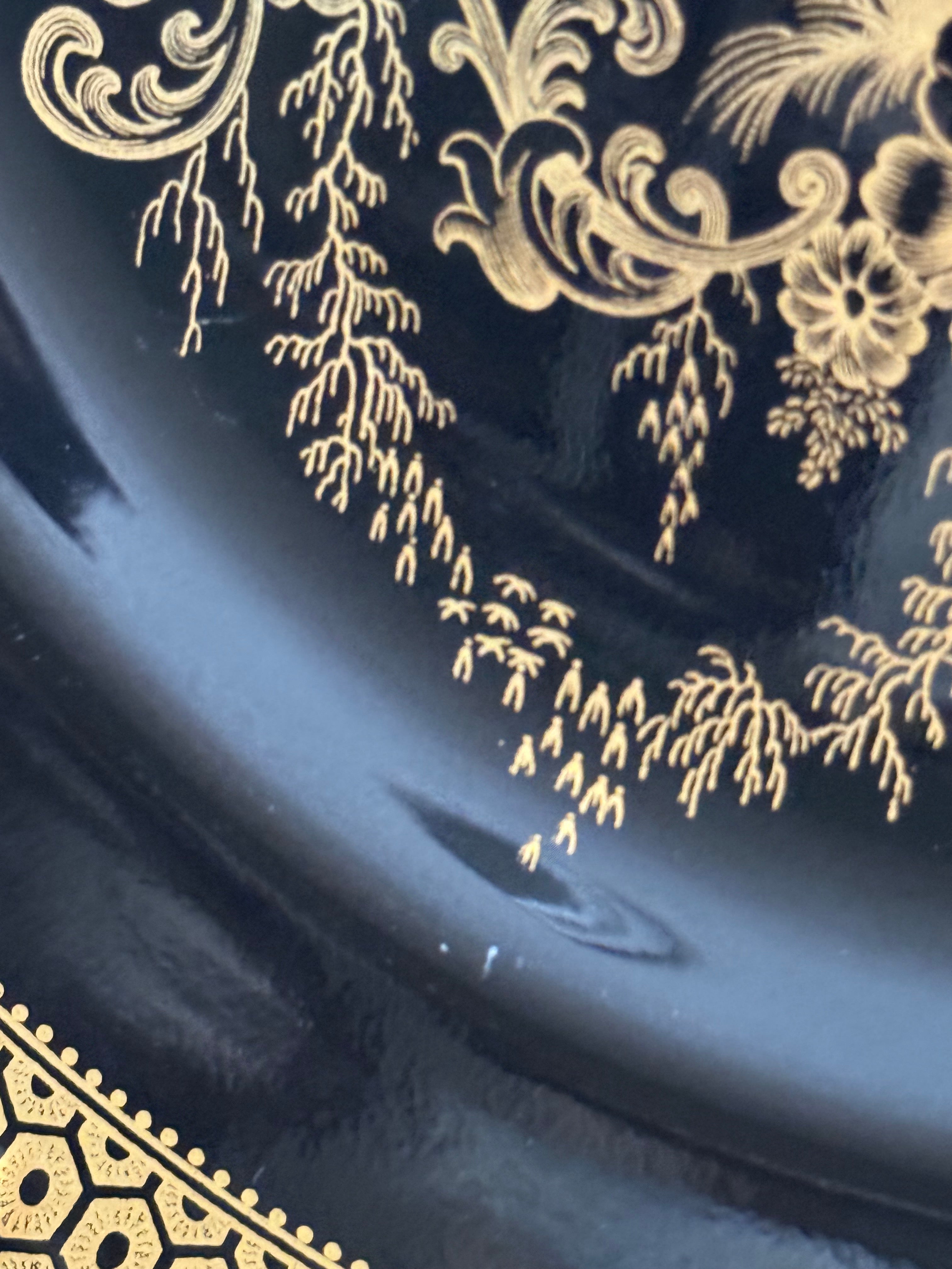 Rare 1950s Spode Imperial Garden Black and Gold Willow Plate