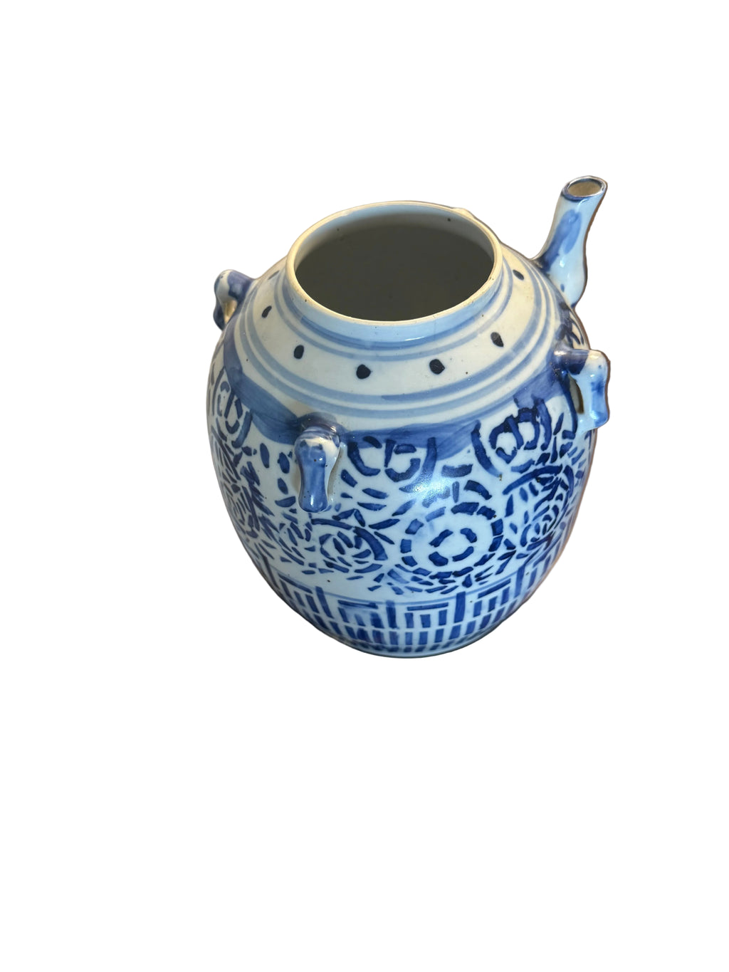 Antique Qing Dynasty Chinese Blue and White Porcelain Wedding / Water Jug
