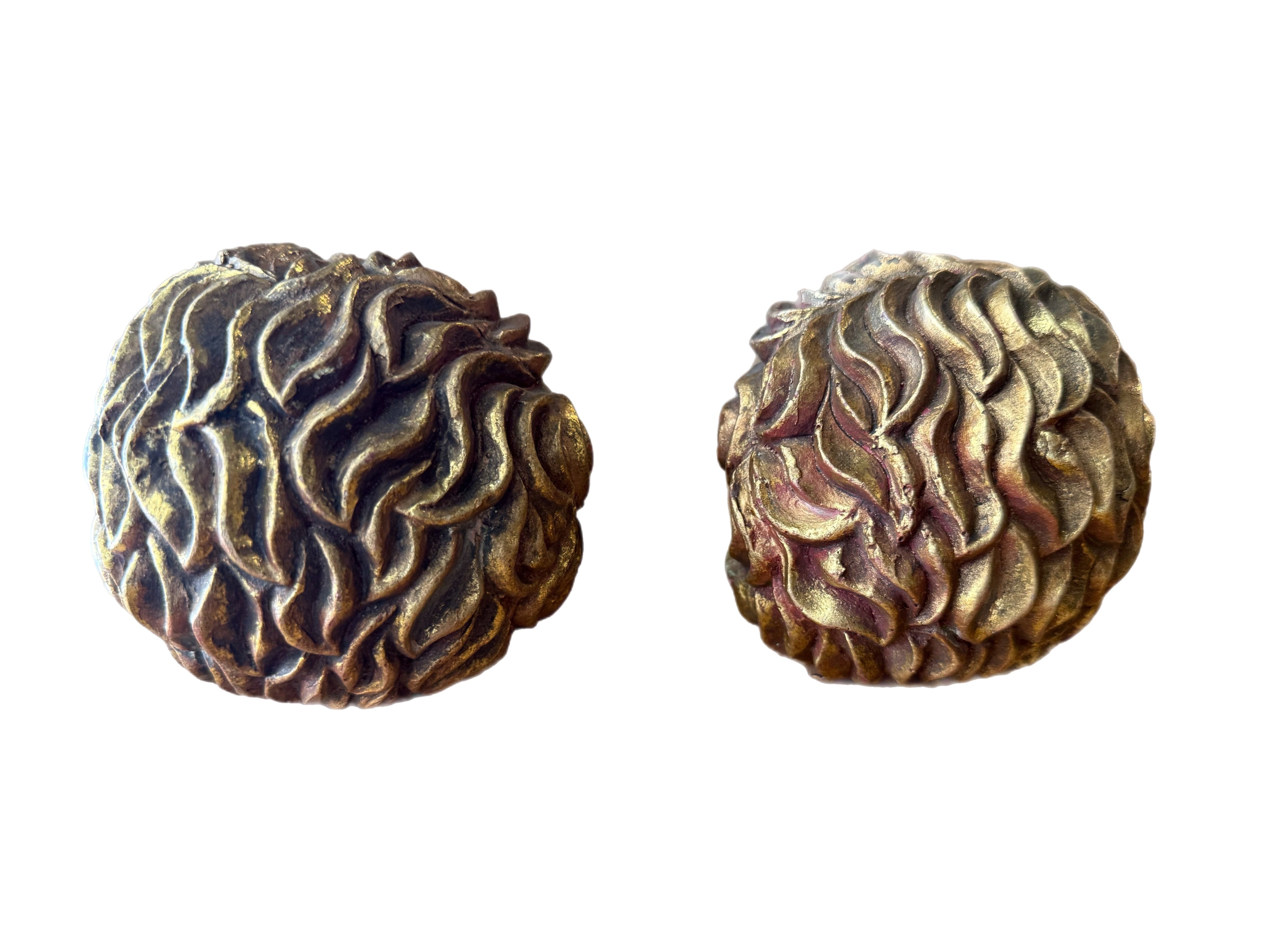 Pair of Vintage Gilt Lion Head Sculptures, Italian Neoclassical Style