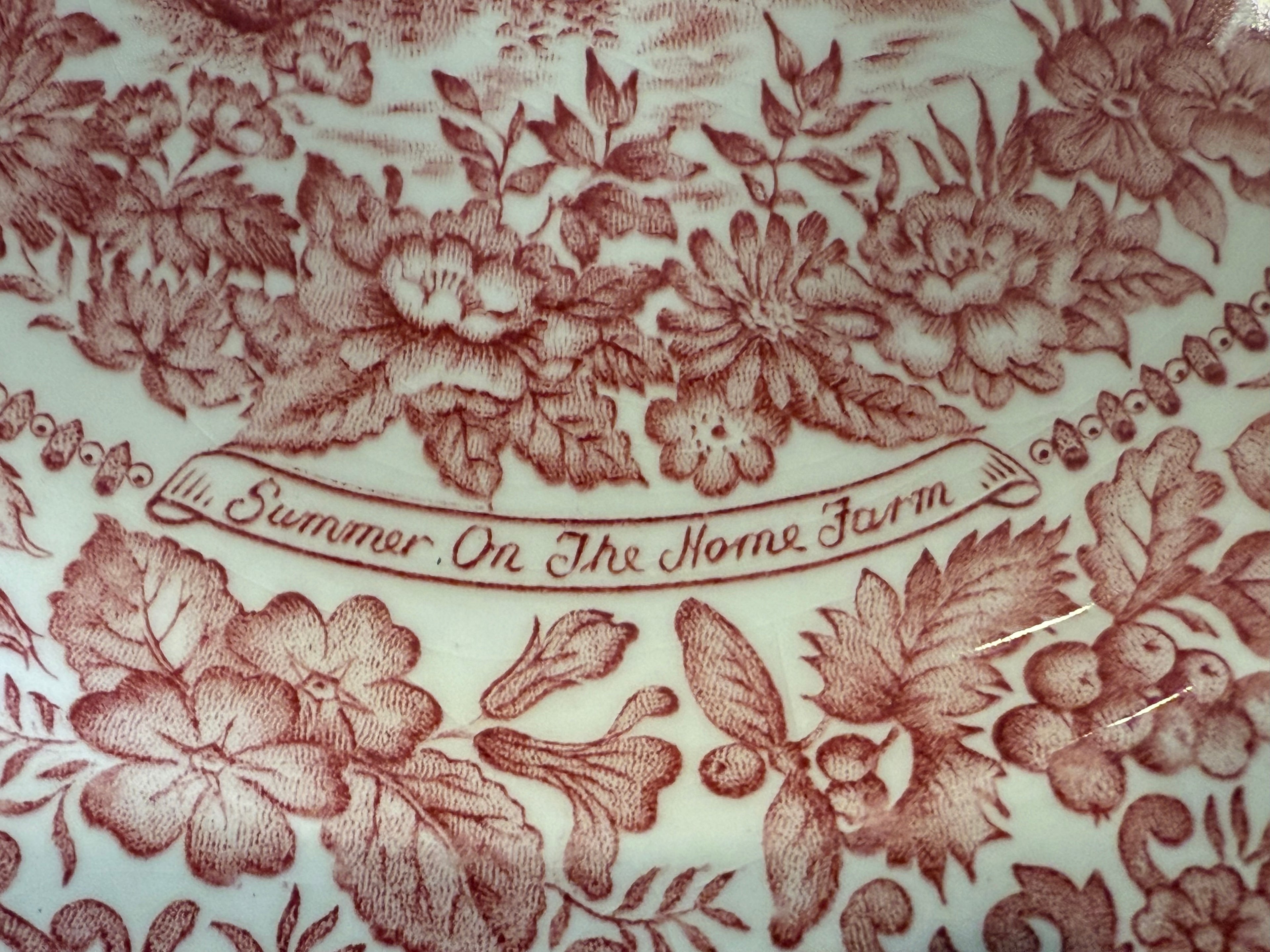 1970s Johnson Bros. “Four Seasons – Summer (On the Home Farm)” Red Transferware Plate