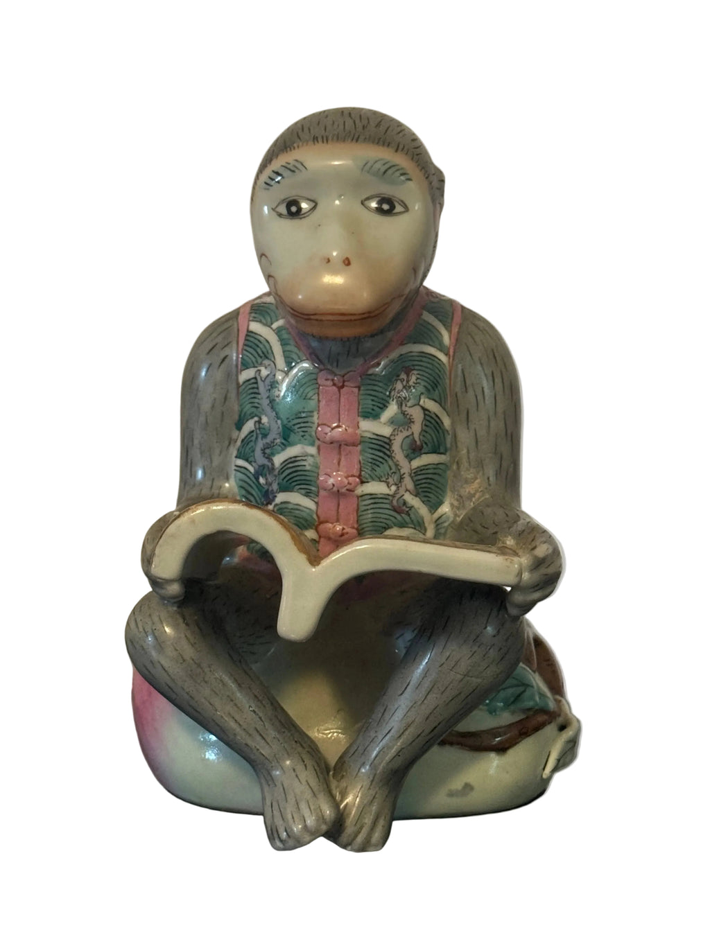 Chinese Porcelain Famille Rose Seated Monkey 7”