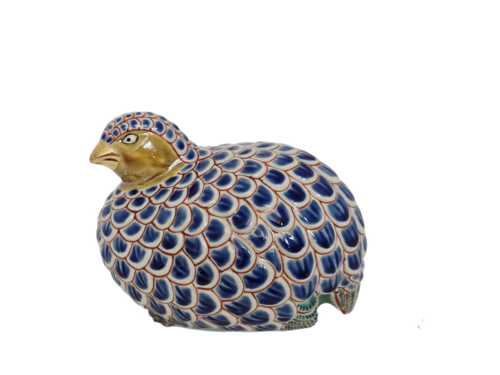 Vintage Japanese Imari Style Porcelain Quail Figurine