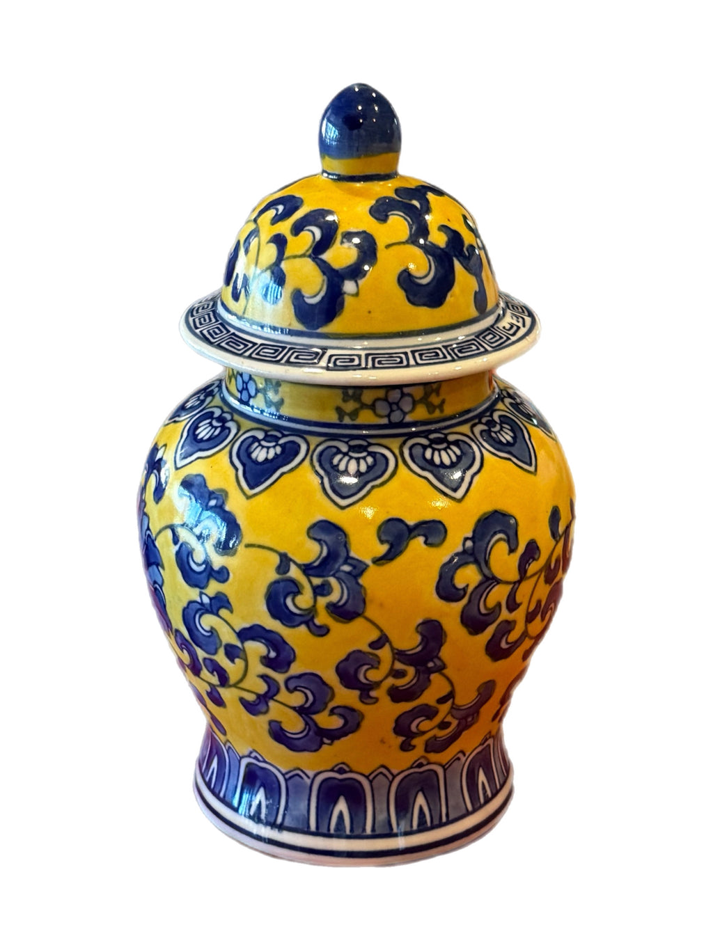 Yellow & Blue Chinoiserie Lidded Ginger Jar