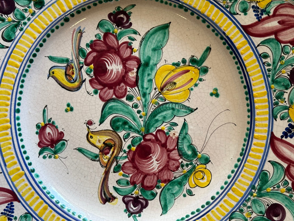 Mid 20th Century Large 16” Italian Hand-Painted Maiolica Charger