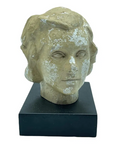Elegant Vintage Plaster Bust of Woman on Black Wood Base