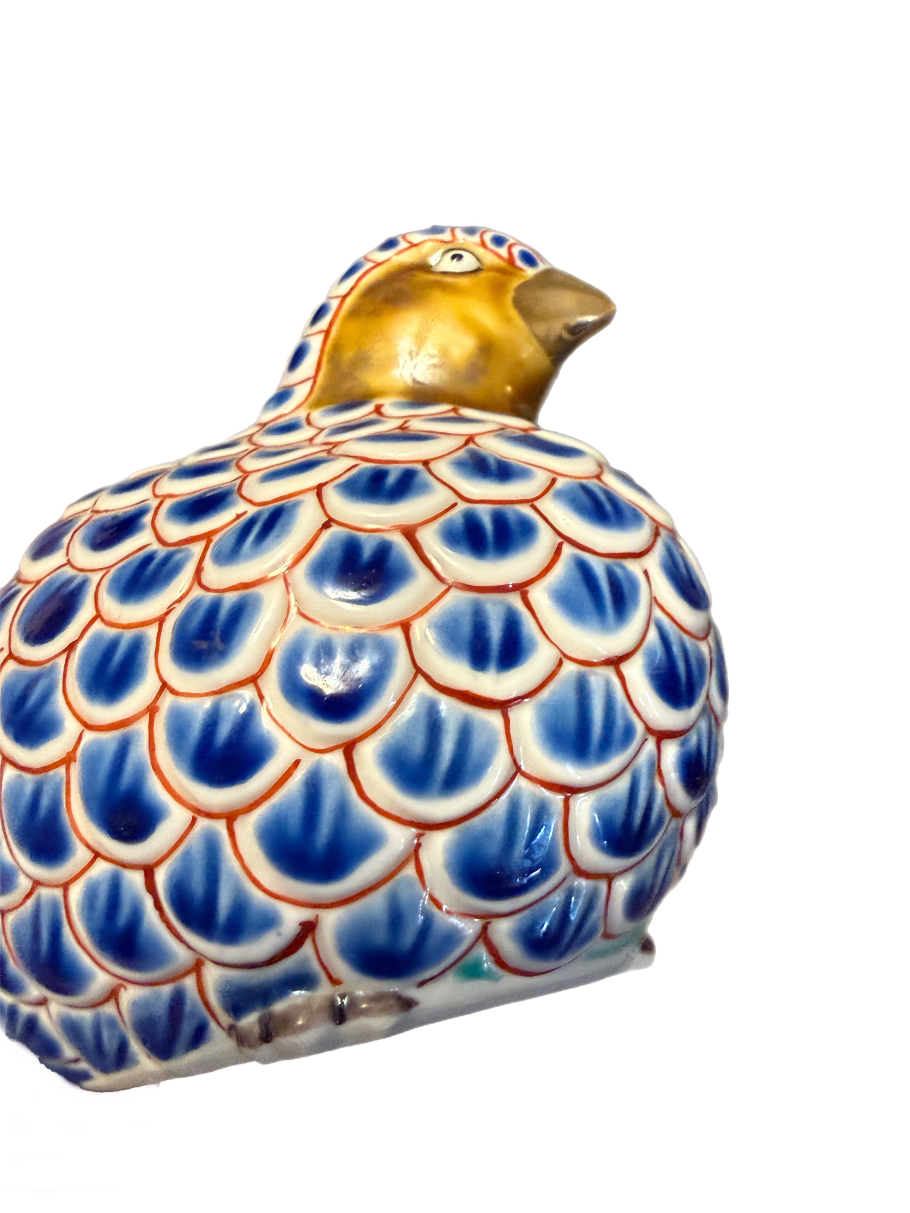 Vintage Japanese Imari Style Porcelain Quail Figurine
